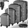 Voir la diapositive 1 : tectake Set de valises trolley rigides 4 parties, en plastique ABS robuste gris
