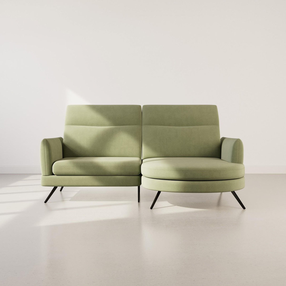 LISA DESIGN Terry - canapé d'angle droit 4 places avec têtières réglables en tissu texturé