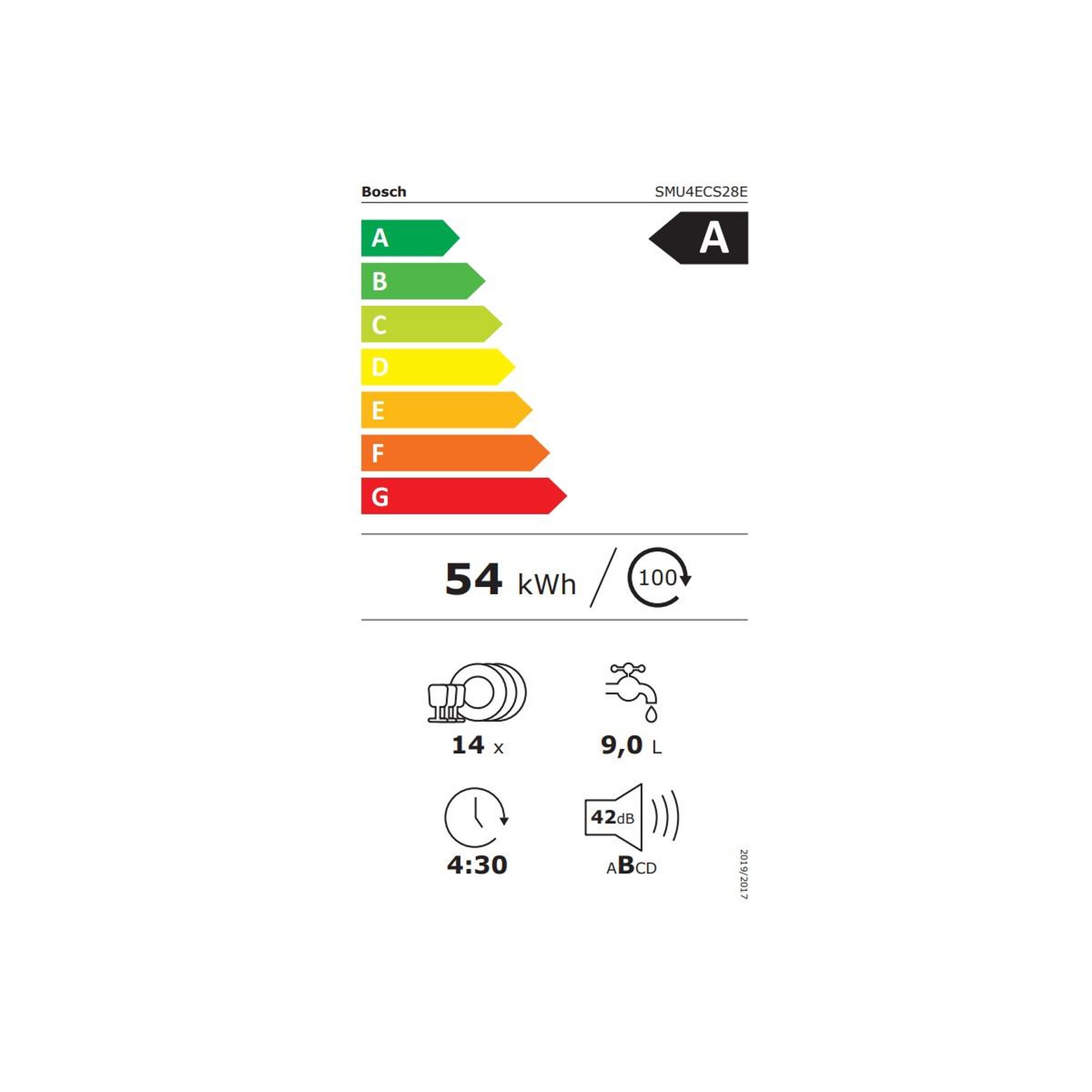 Voir la diapositive 2 : BOSCH Lave-vaisselle 60cm 14 couverts 42db intégrable avec bandeau - smu4ecs28e