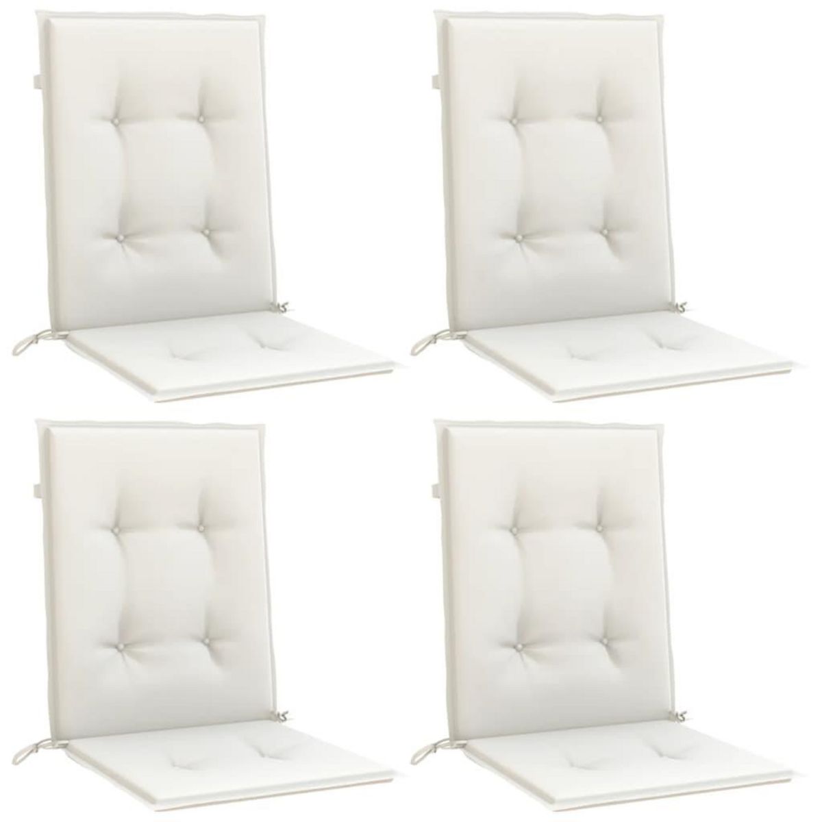 VIDAXL Coussins de chaise a dossier bas lot de 4 creme melange tissu