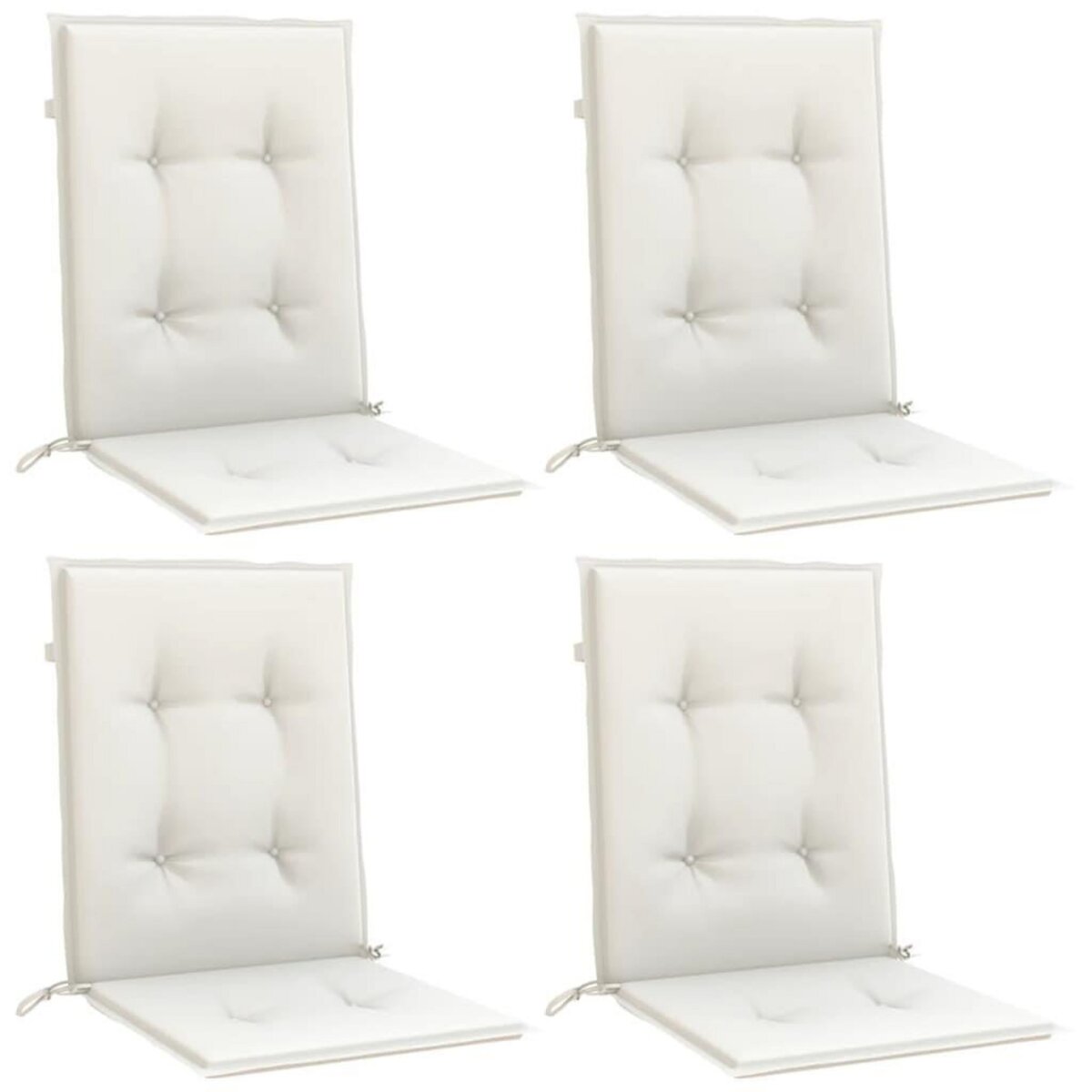 VIDAXL Coussins de chaise a dossier bas lot de 4 creme melange tissu
