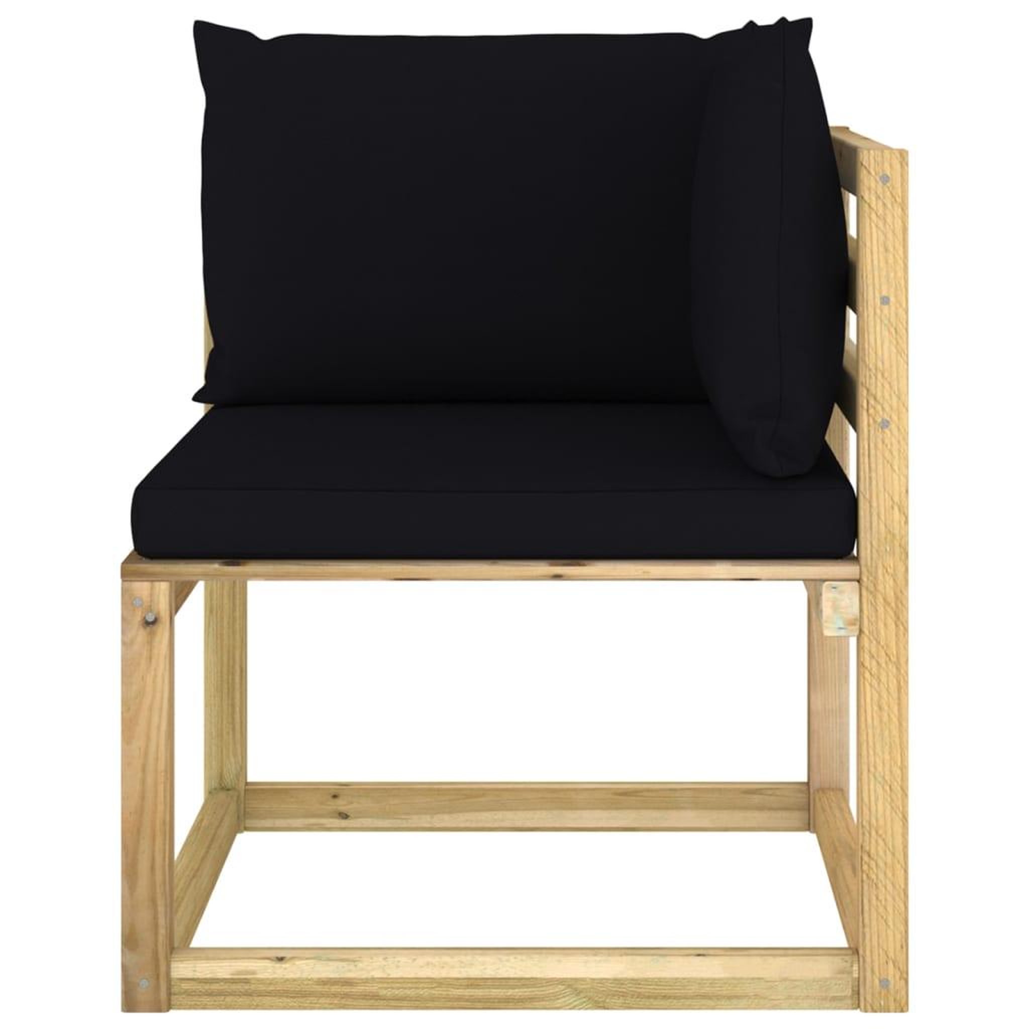 Voir la diapositive 4 : VIDAXL Canape d'angle de jardin avec coussins Bois impregne de vert