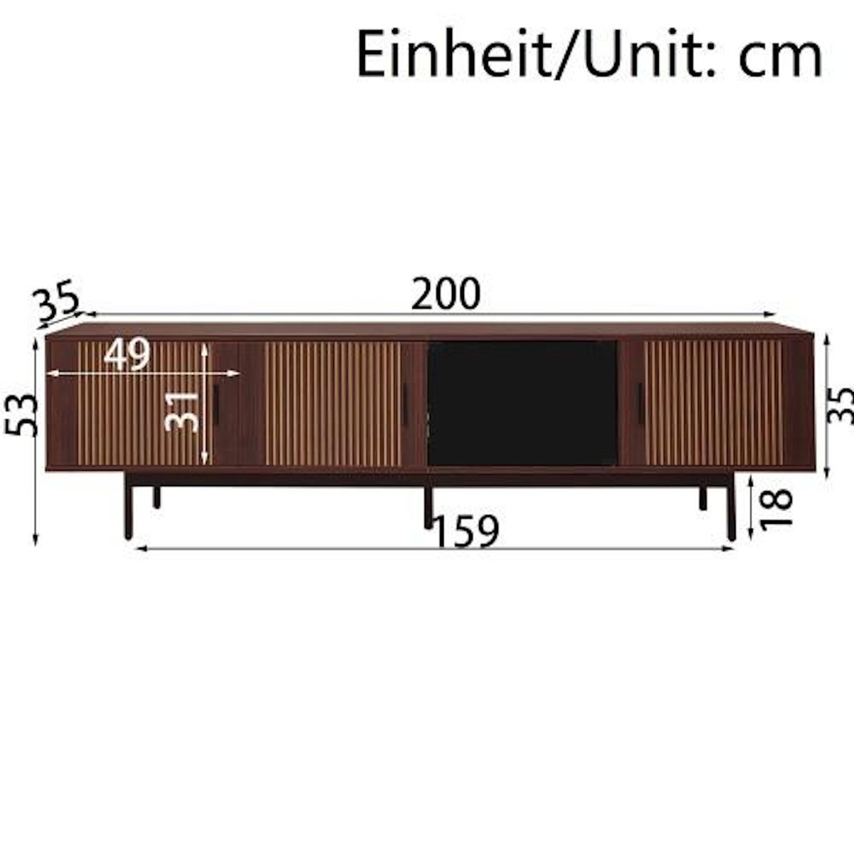MERAX Meuble tv naturel 200 cm led mdf
