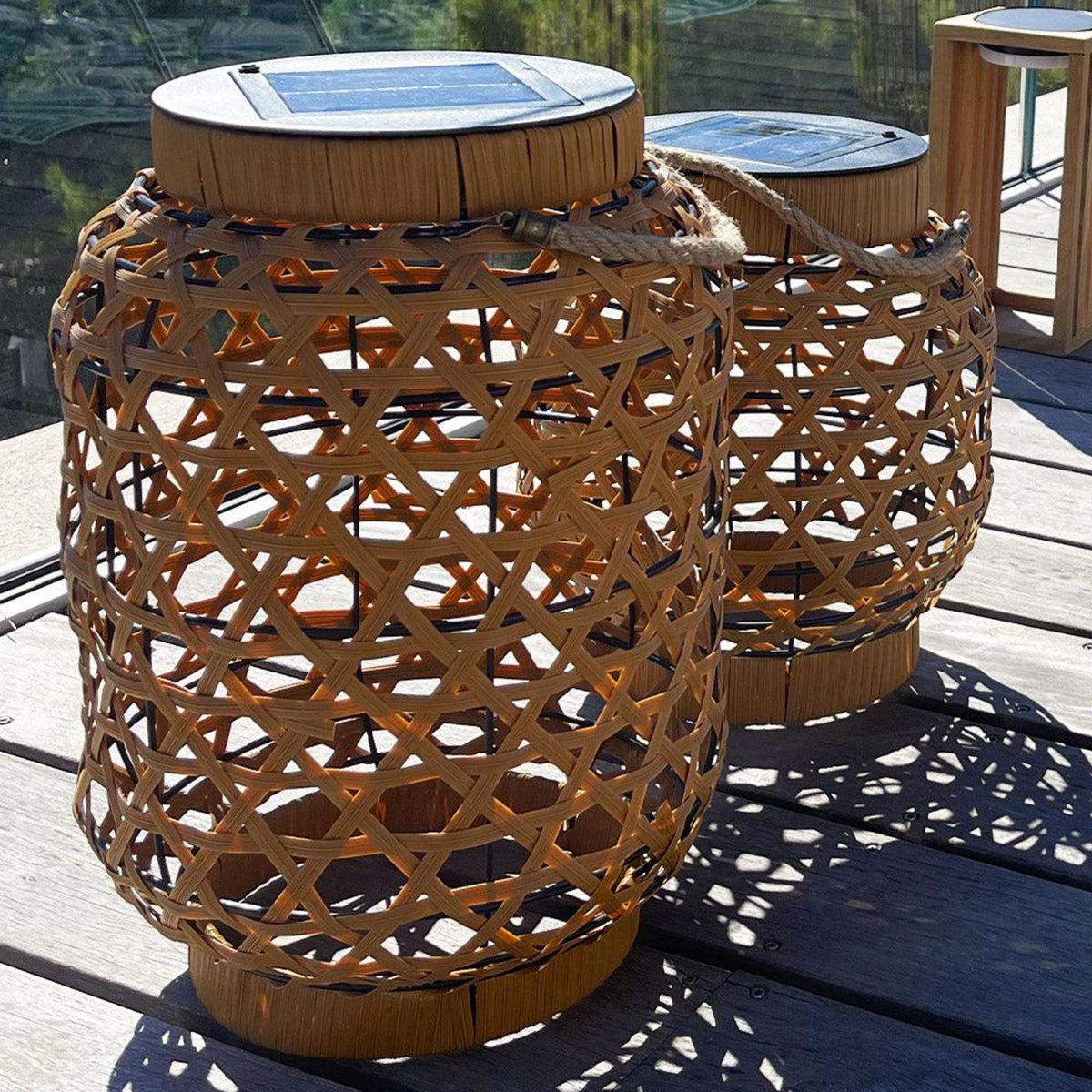 Lumisky Lanterne solaire décorative CAPRI Beige Poly rotin H32cm