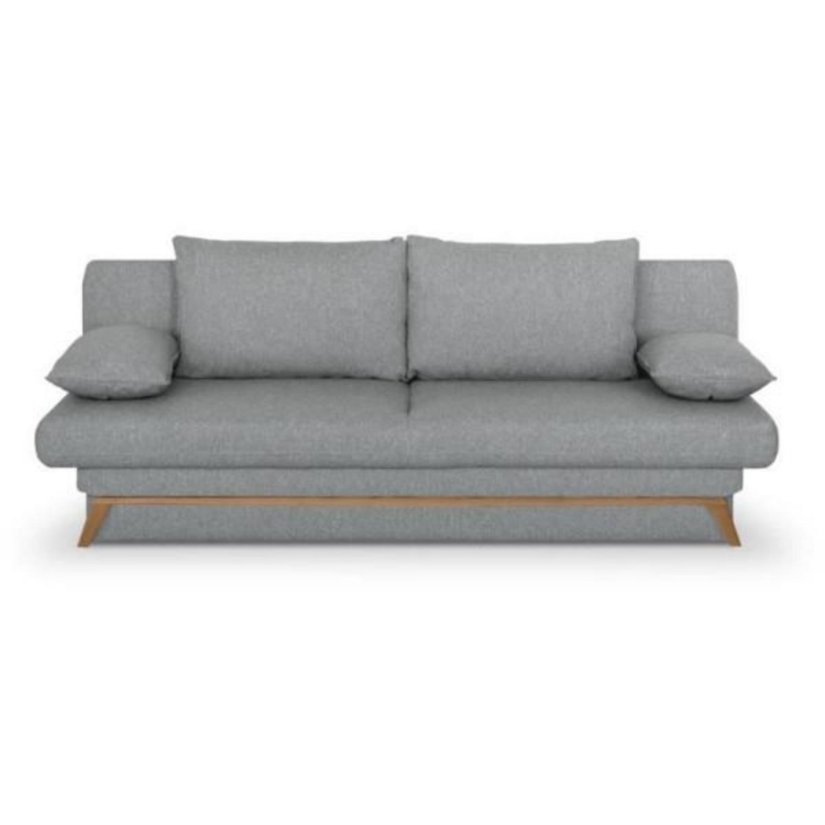 MARKET24 Banquette convertible - 3 places - NAOTO - Tissu gris clair - Coffre de rangement - 202 x 98 x 98 cm