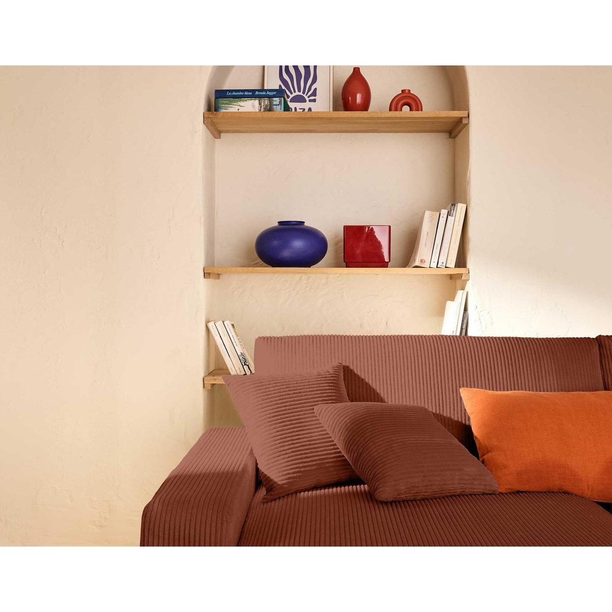 LISA DESIGN Pivoine - canapé panoramique en u - 7 places - convertible avec coffre - en velours côtelé