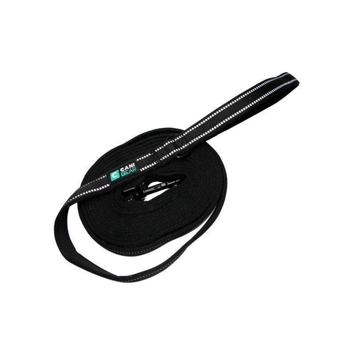 Longe pour chien - CANI GEAR - 5 m - Néoprene souple avec poignée - Noir