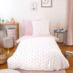 COTE DECO Housse de couette 140x200 + 1 taie LIBERTY en gaze de coton