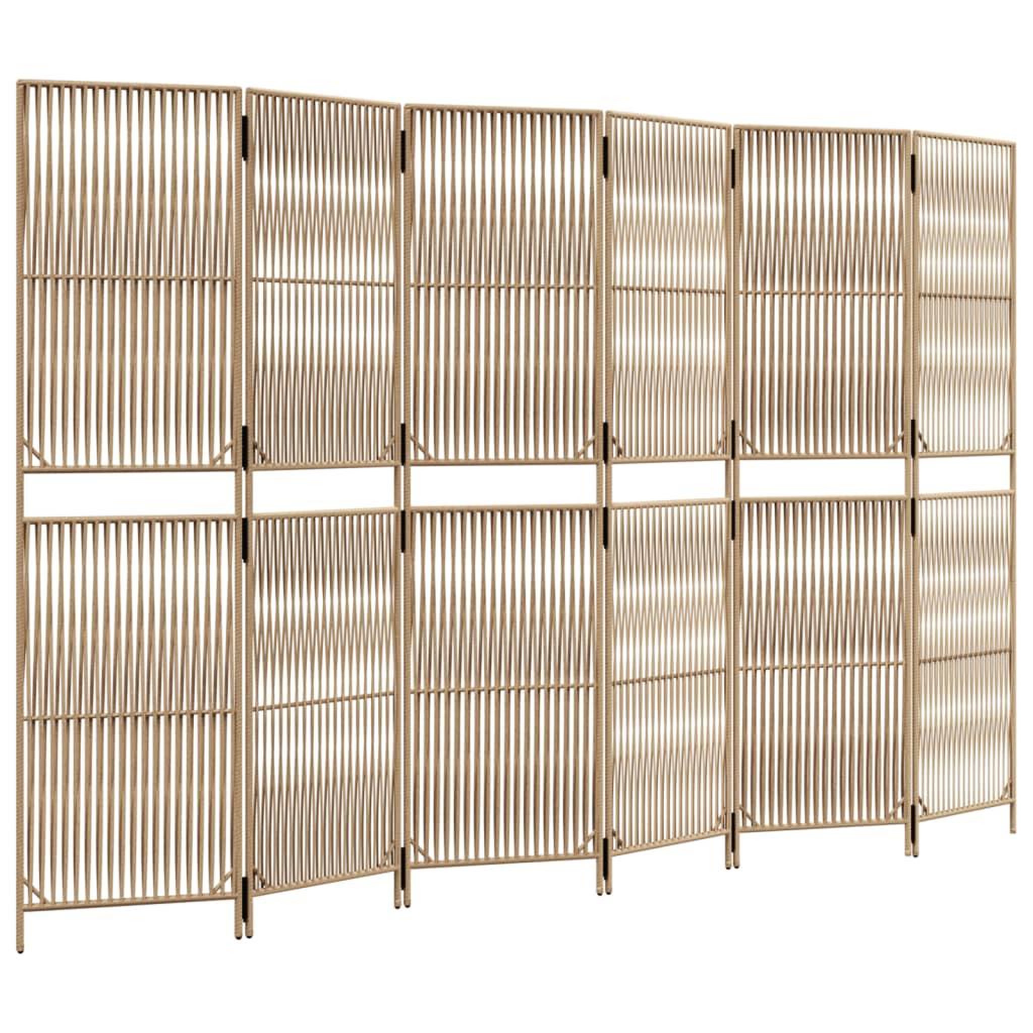 Voir la diapositive 2 : VIDAXL Cloison de separation 6 panneaux beige resine tressee