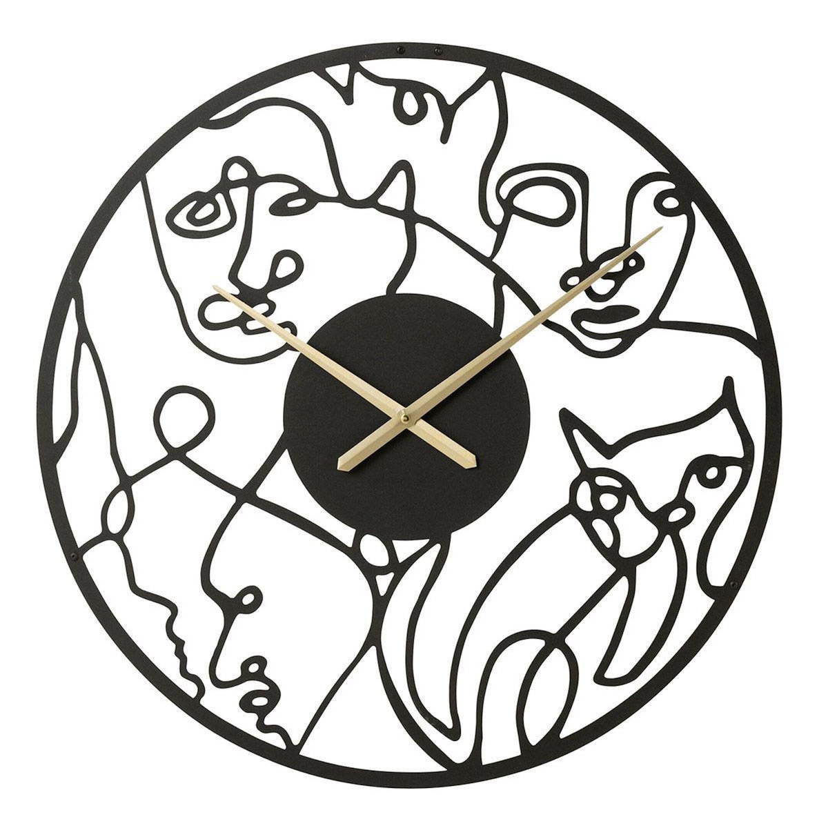 Paris Prix Horloge Murale en Métal  Visages  69cm Noir