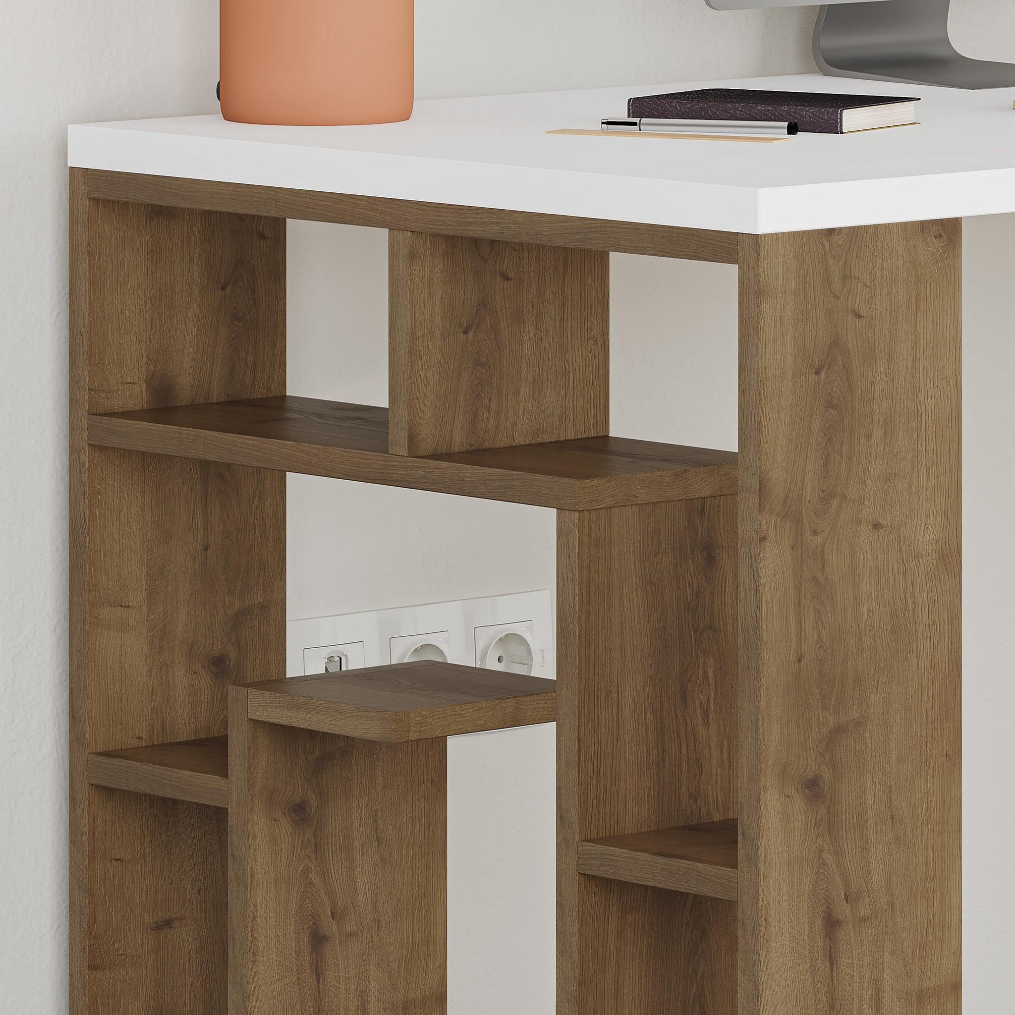 Voir la diapositive 4 : Habitat et Jardin Bureau en bois  maze  140 x 60 x 75 cm - blanc