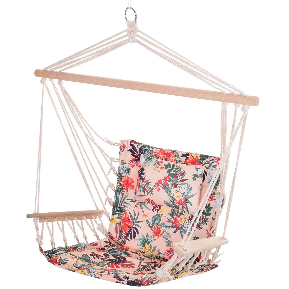OUTSUNNY Chaise suspendue hamac de voyage respirant portable dim. 100L x 49l x 106H cm coton macramé polyester multicolore