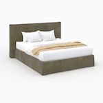 Rendez vous déco Lit coffre 160x200 cm en tissu vert olive déhoussable-Safia
