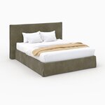 Rendez vous déco Lit coffre 160x200 cm en tissu vert olive déhoussable-Safia