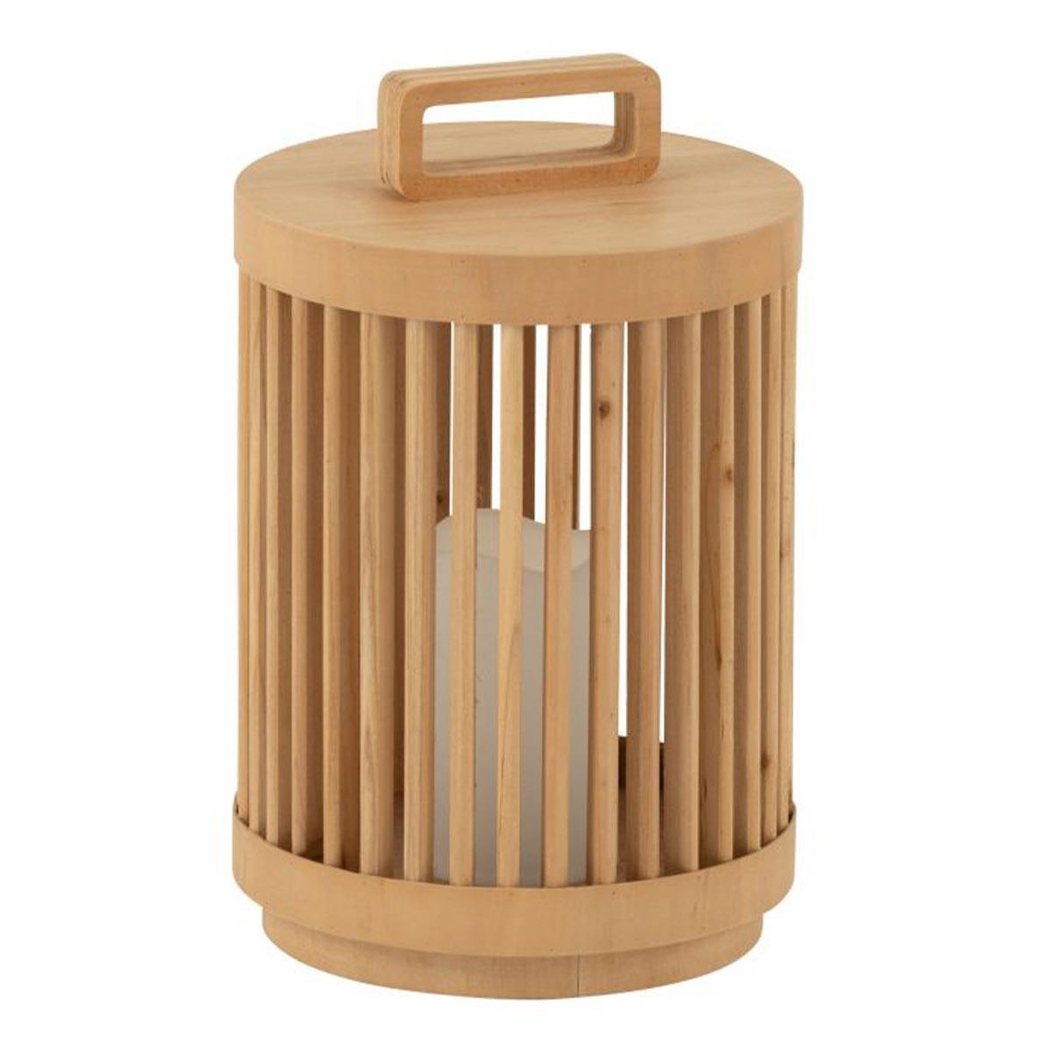 J-LINE Lampe à poser à led en bois  cylindrique  32cm naturel