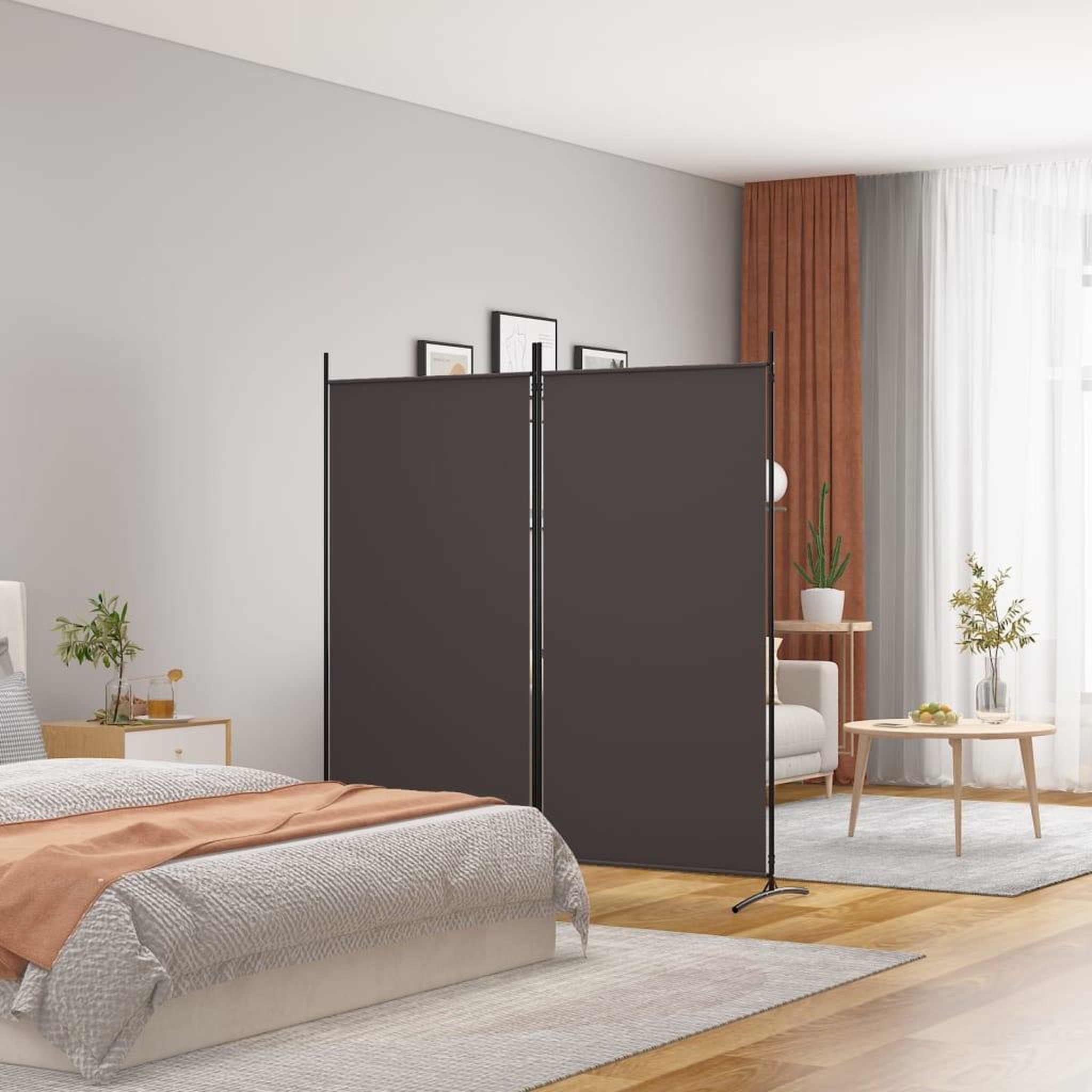 VIDAXL Cloison de separation 2 panneaux Marron 175x180 cm Tissu