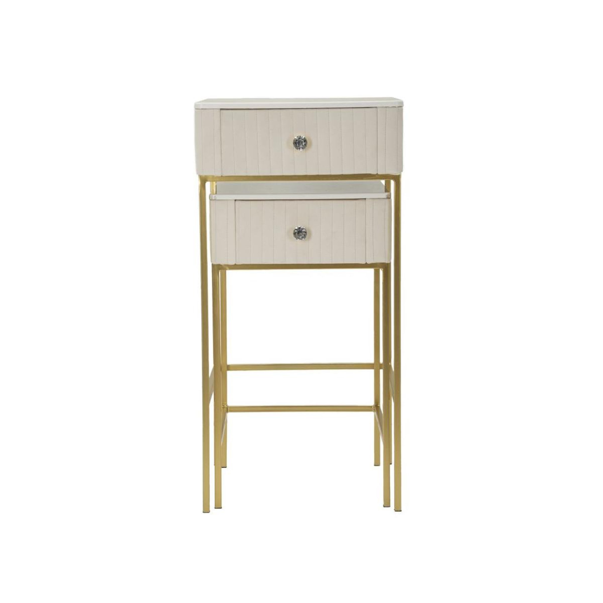 Voir la diapositive 6 : Paris Prix Lot de 2 tables d'appoint avec tiroir  wedding  90cm crème