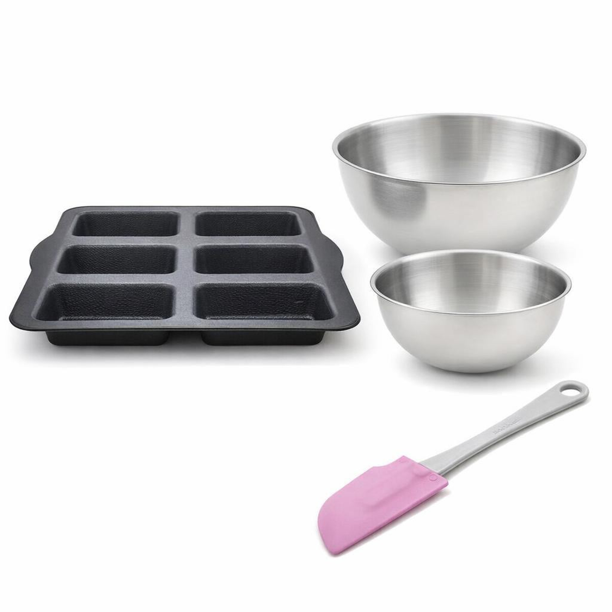 ZENKER Set à pâtisserie 1 moule à financiers en silicone fibre de verre, 2 bols à mixer et 1 spatule zenker silicone