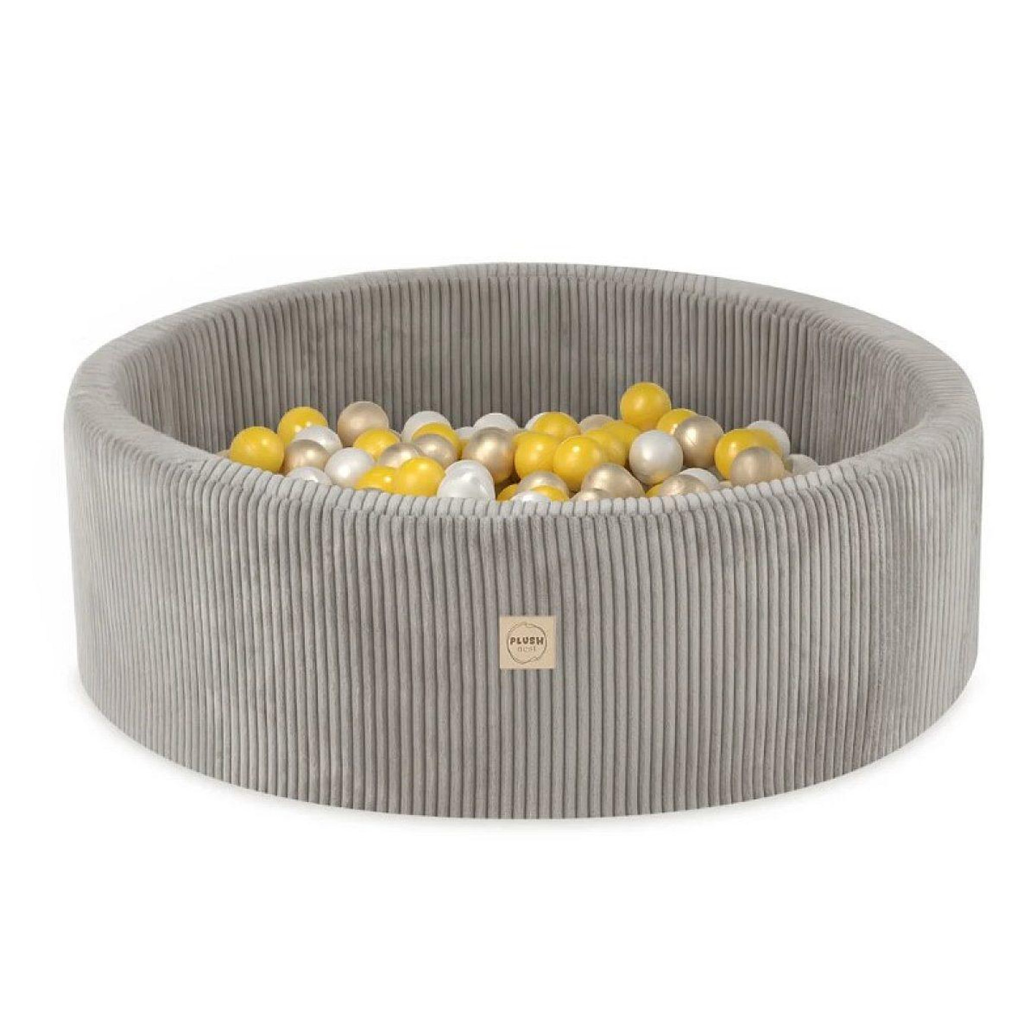 PLUSH NEST Piscine à balles 90x30 velours côtelé beige 200 balles - jaune