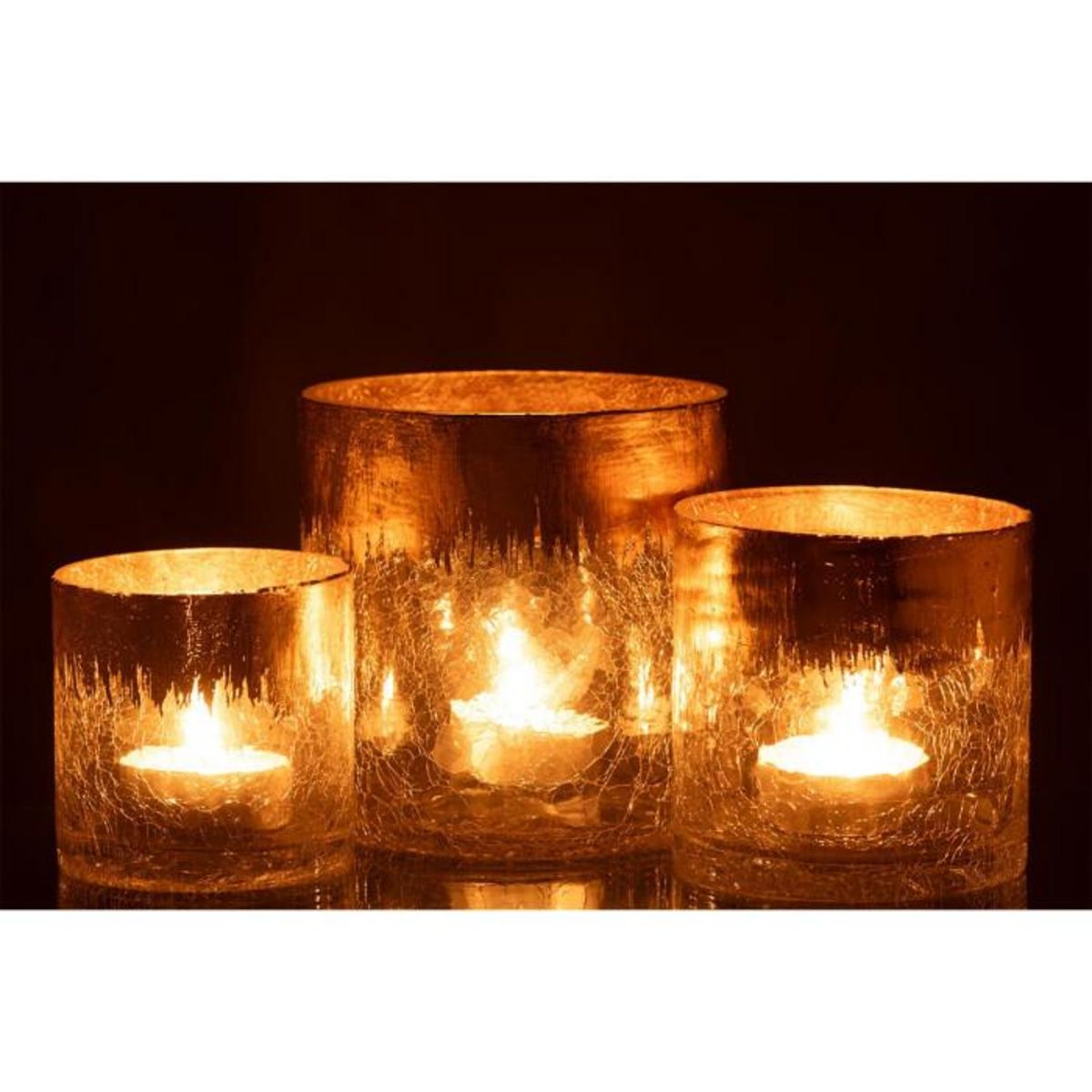 Paris Prix Photophore en Verre  Craquelé  15cm Transparent & Or