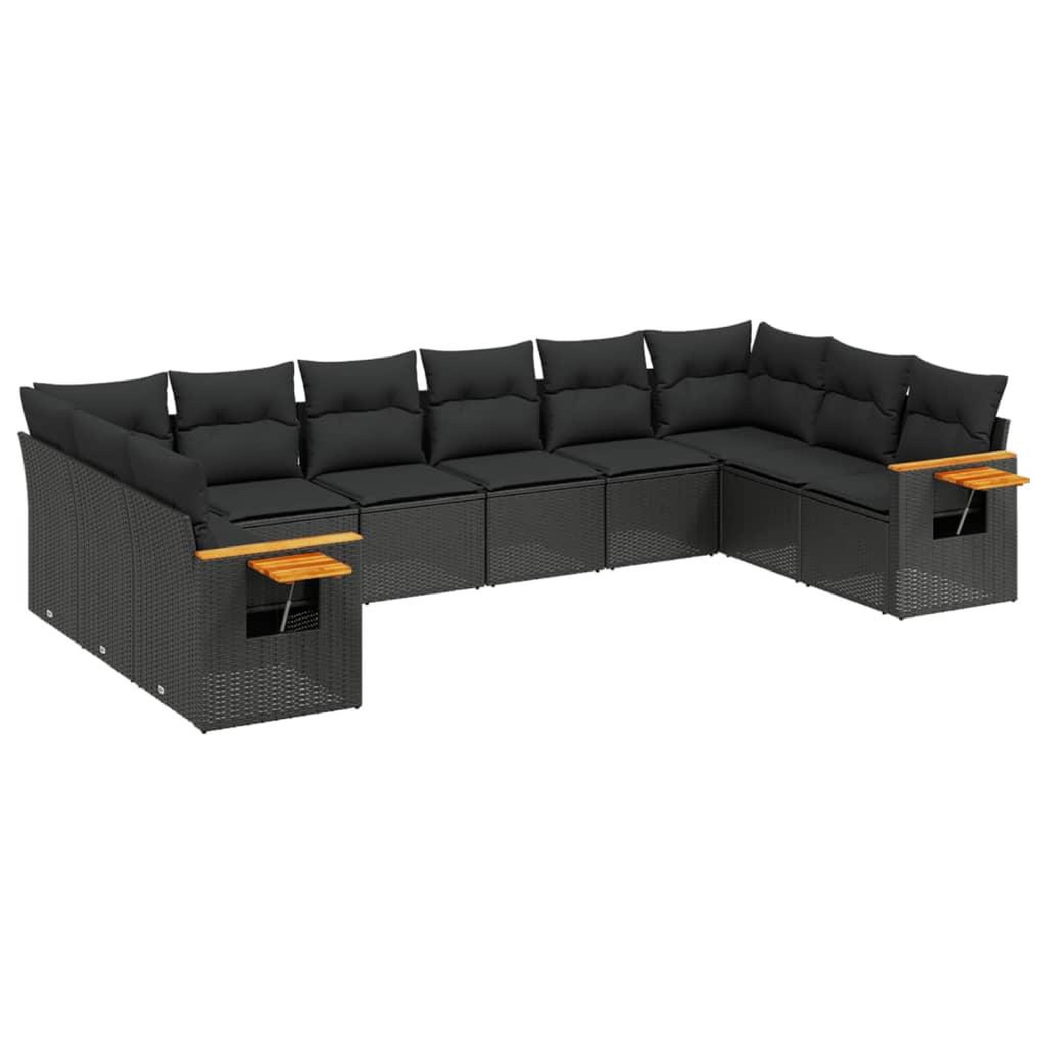 Voir la diapositive 2 : VIDAXL Salon de jardin 10 pcs avec coussins noir resine tressee