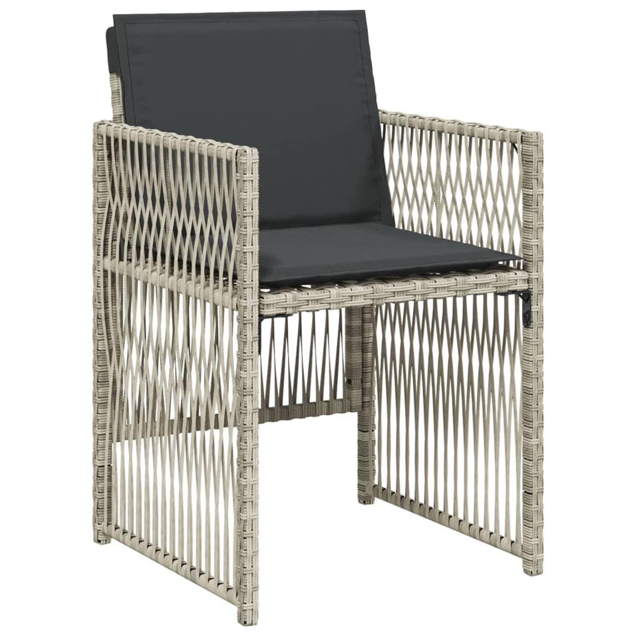 Voir la diapositive 4 : VIDAXL Ensemble a manger de jardin 11pcs avec coussins gris poly rotin