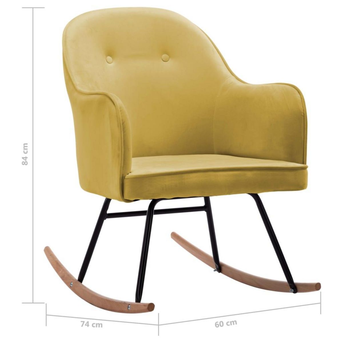 VIDAXL Chaise a bascule Jaune moutarde Velours