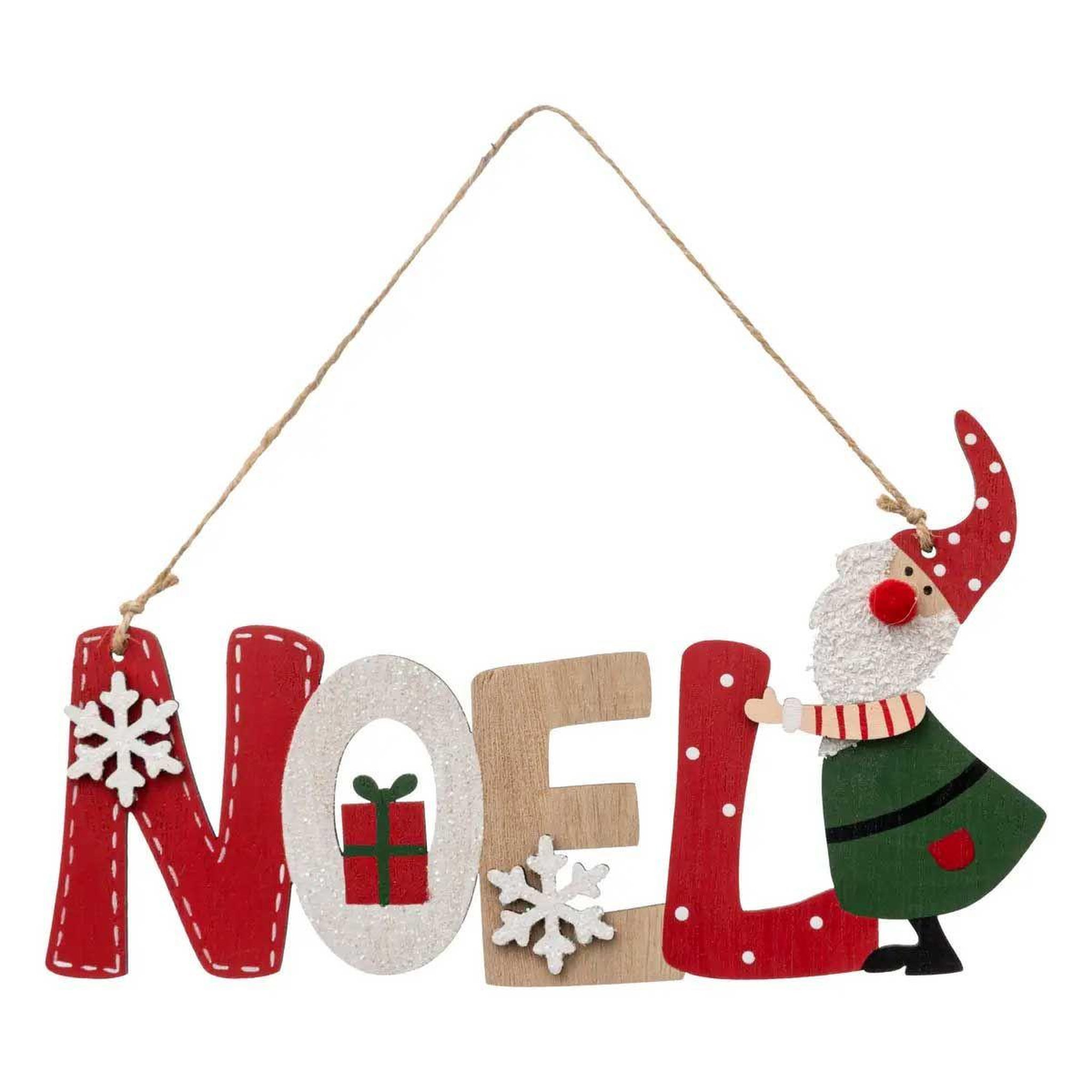 ATMOSPHERA Sujet de noël en bois  lutin  22cm rouge