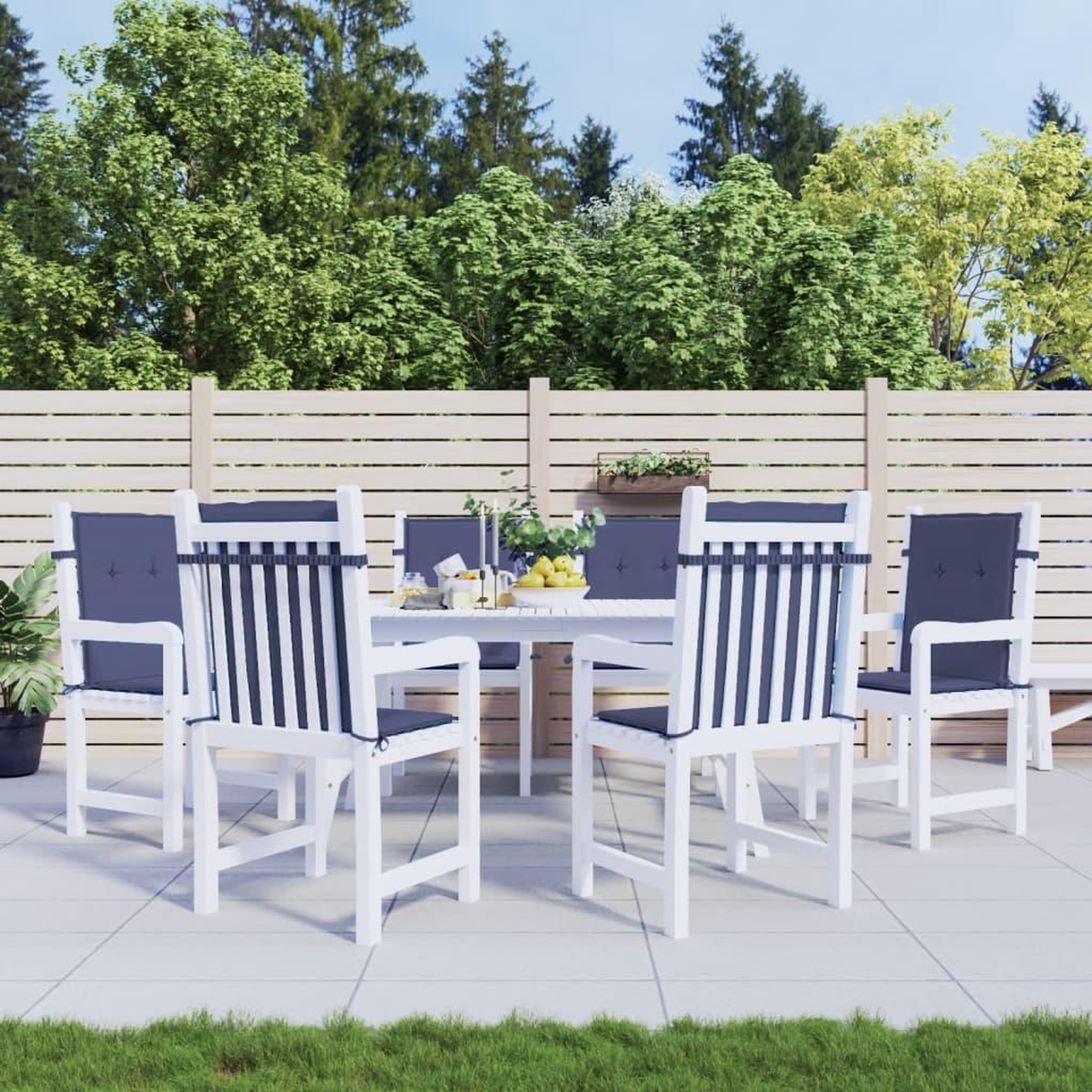 VIDAXL Coussins de chaise a dossier bas lot de 6 bleu marine tissu