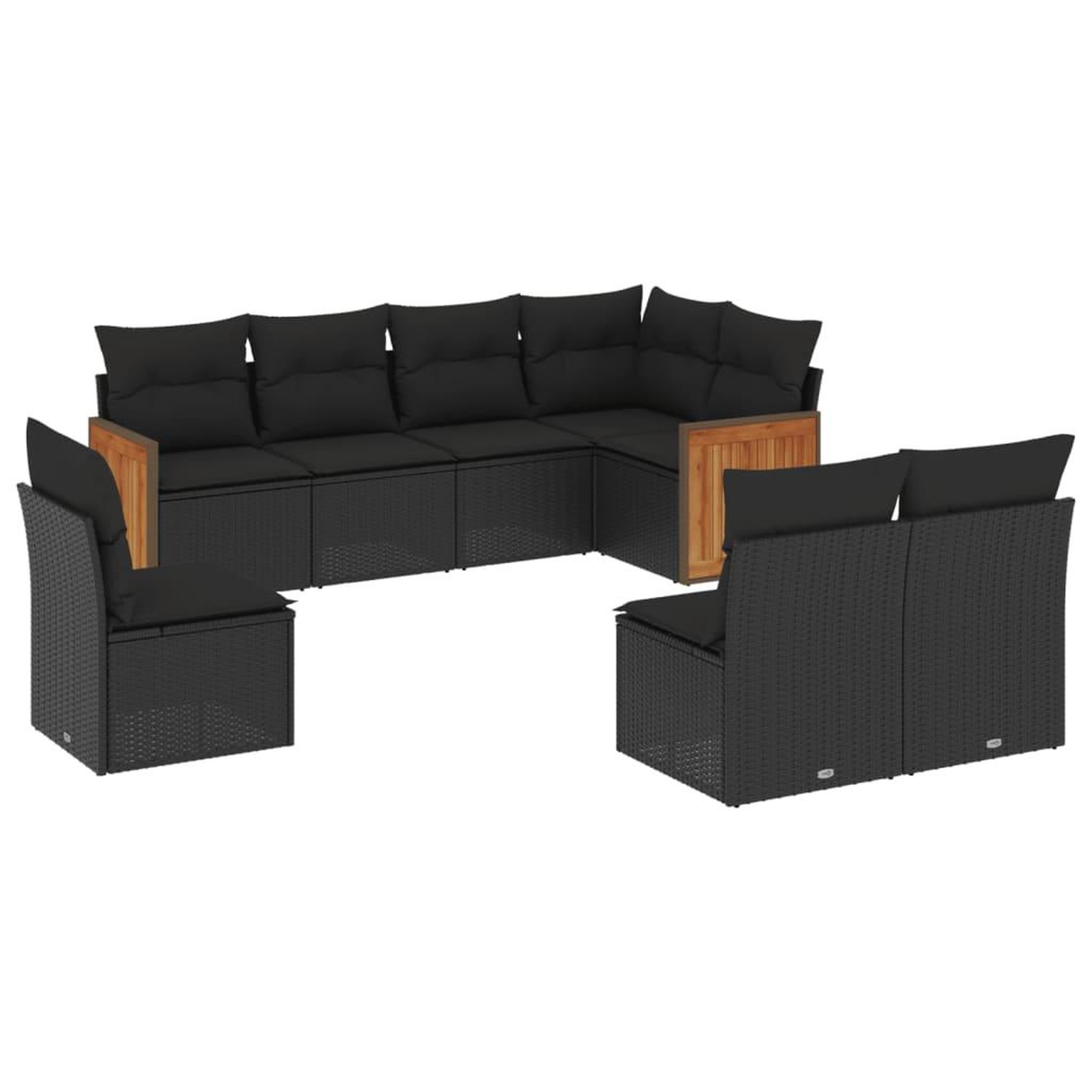 Voir la diapositive 2 : VIDAXL Salon de jardin 8 pcs avec coussins noir resine tressee