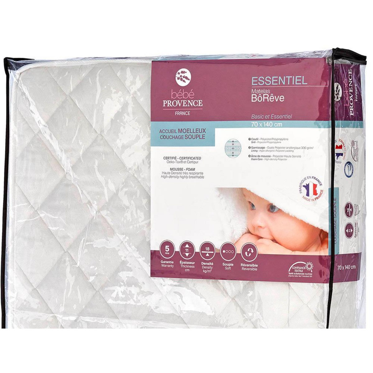 Bébé Provence Matelas bébé mousse HD 70 x 140 cm BELLE NUIT