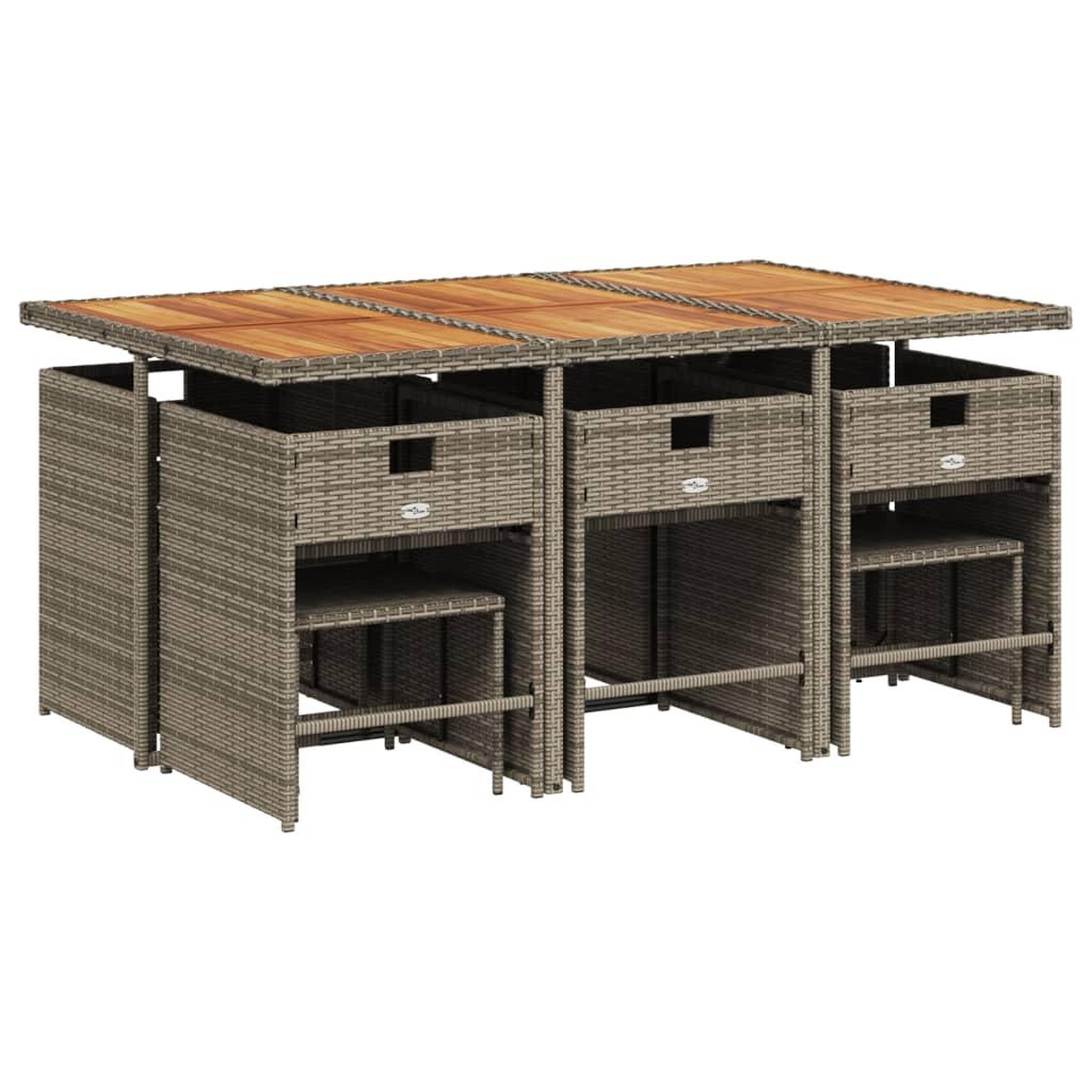 Voir la diapositive 3 : VIDAXL Ensemble a manger de jardin 11pcs avec coussins gris poly rotin