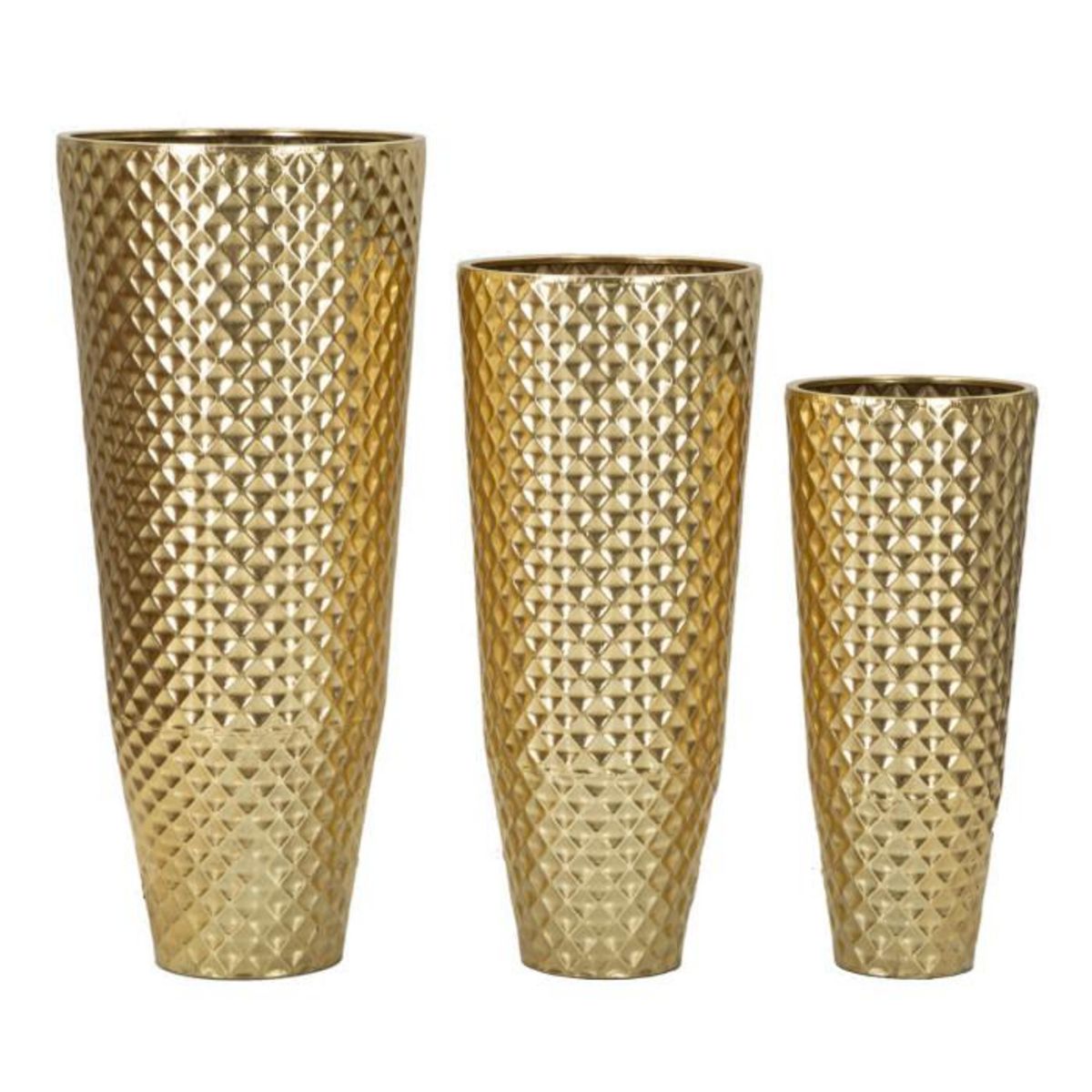Paris Prix Lot de 3 Vases en Métal  Glotty  110cm Or