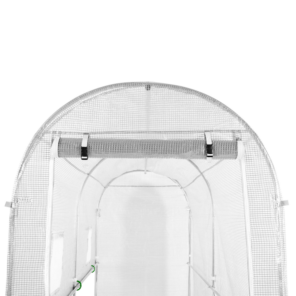 ID MARKET Serre à tomates relevable 3m² blanche 2 fenêtres avec moustiquaire et porte zippée