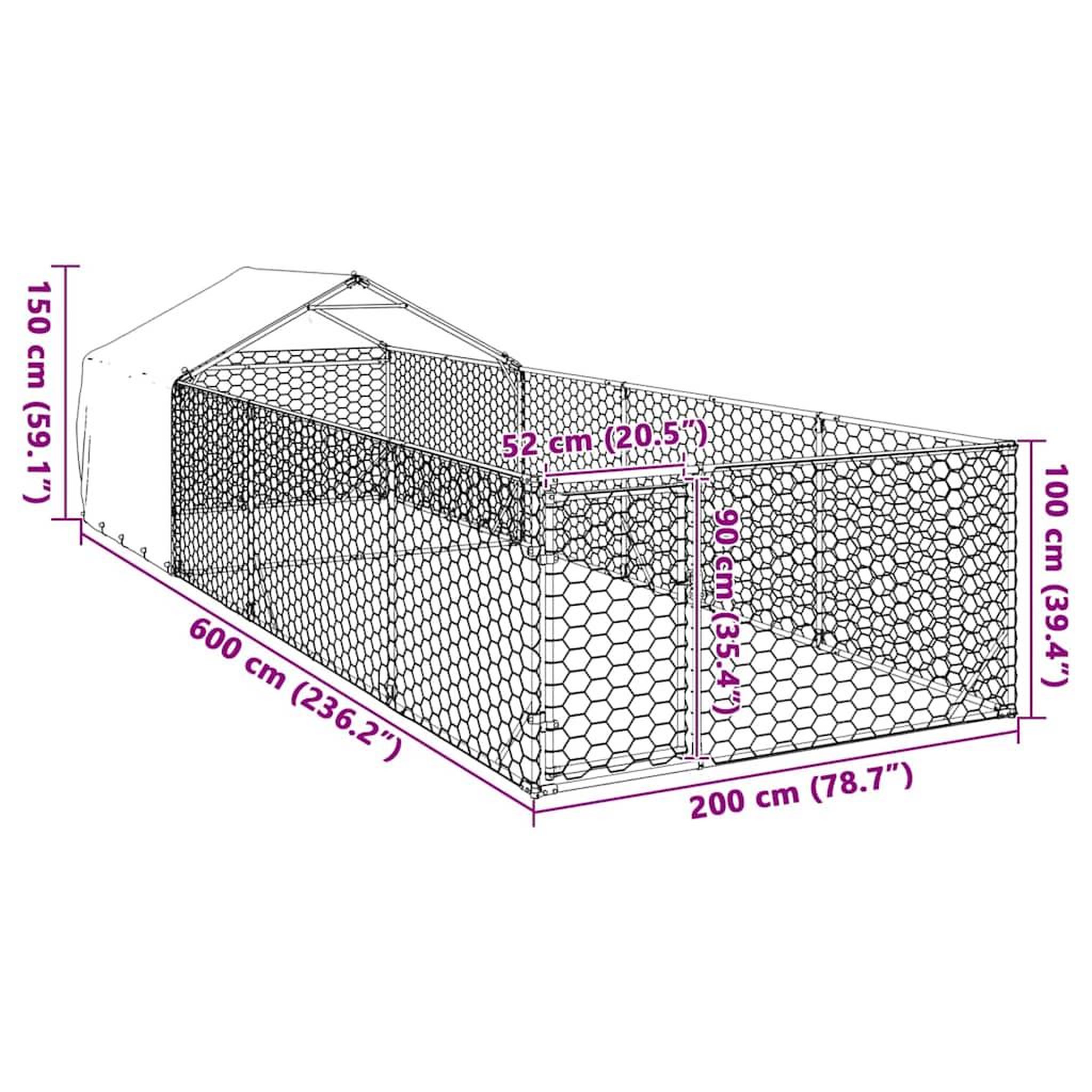 Voir la diapositive 6 : VIDAXL Niche d'exterieur pour chien enclos 6x2x1,5 m acier galvanise