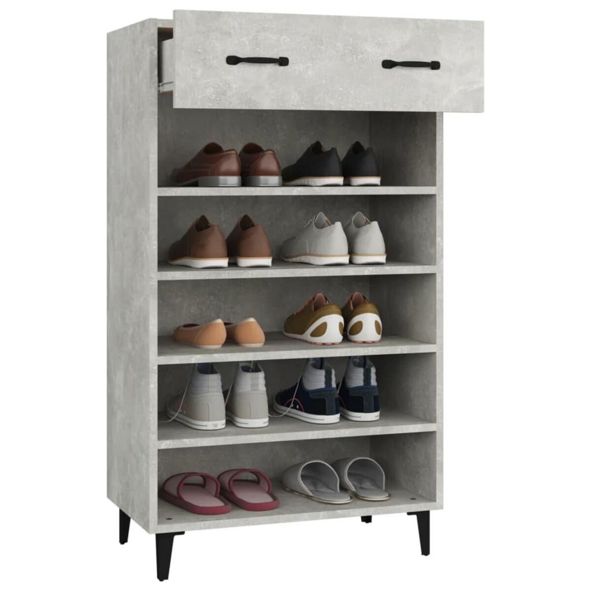 VIDAXL Armoire a chaussures Gris beton 60x35x105 cm Bois d'ingenierie