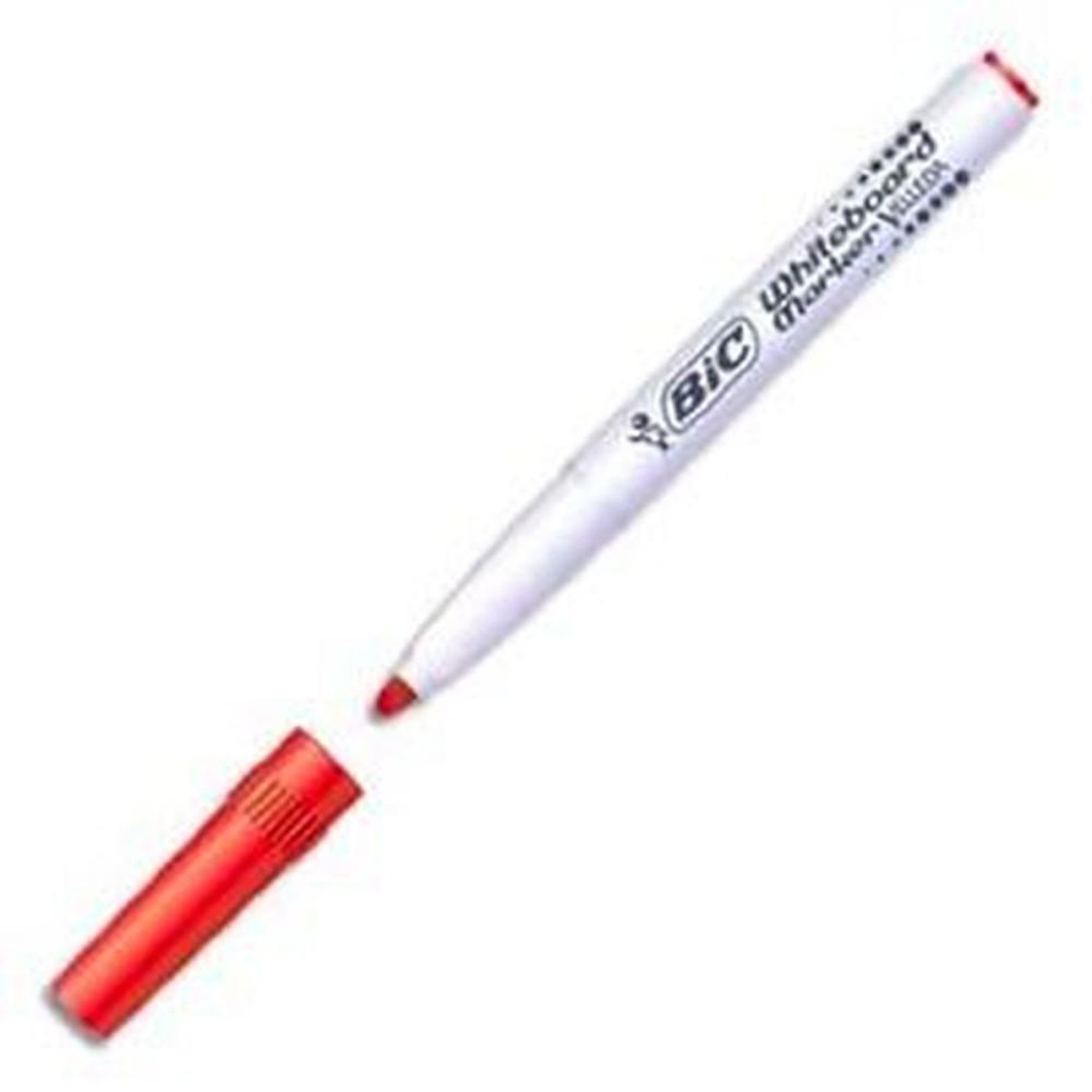 BIC Marqueurs effaçables à sec pour tableau blanc, pointe ogive moyenne 1,4 mm, rouge, lot de 12