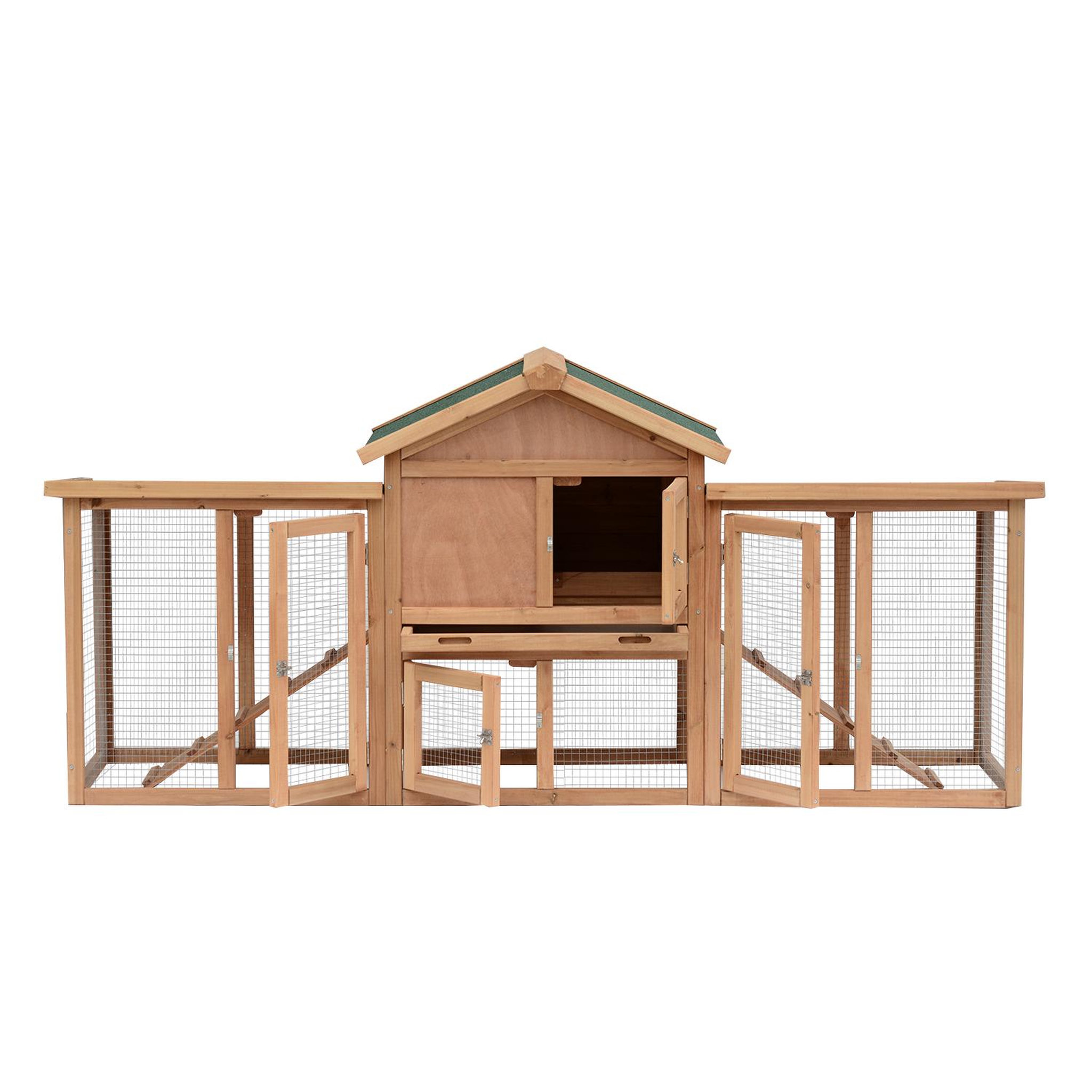 Voir la diapositive 2 : HOMCOM Poulailler clapier modèle chalet multi-équipé : rampes, nichoirs, perchoirs, plateau excrément, fenêtre, portes bois massif