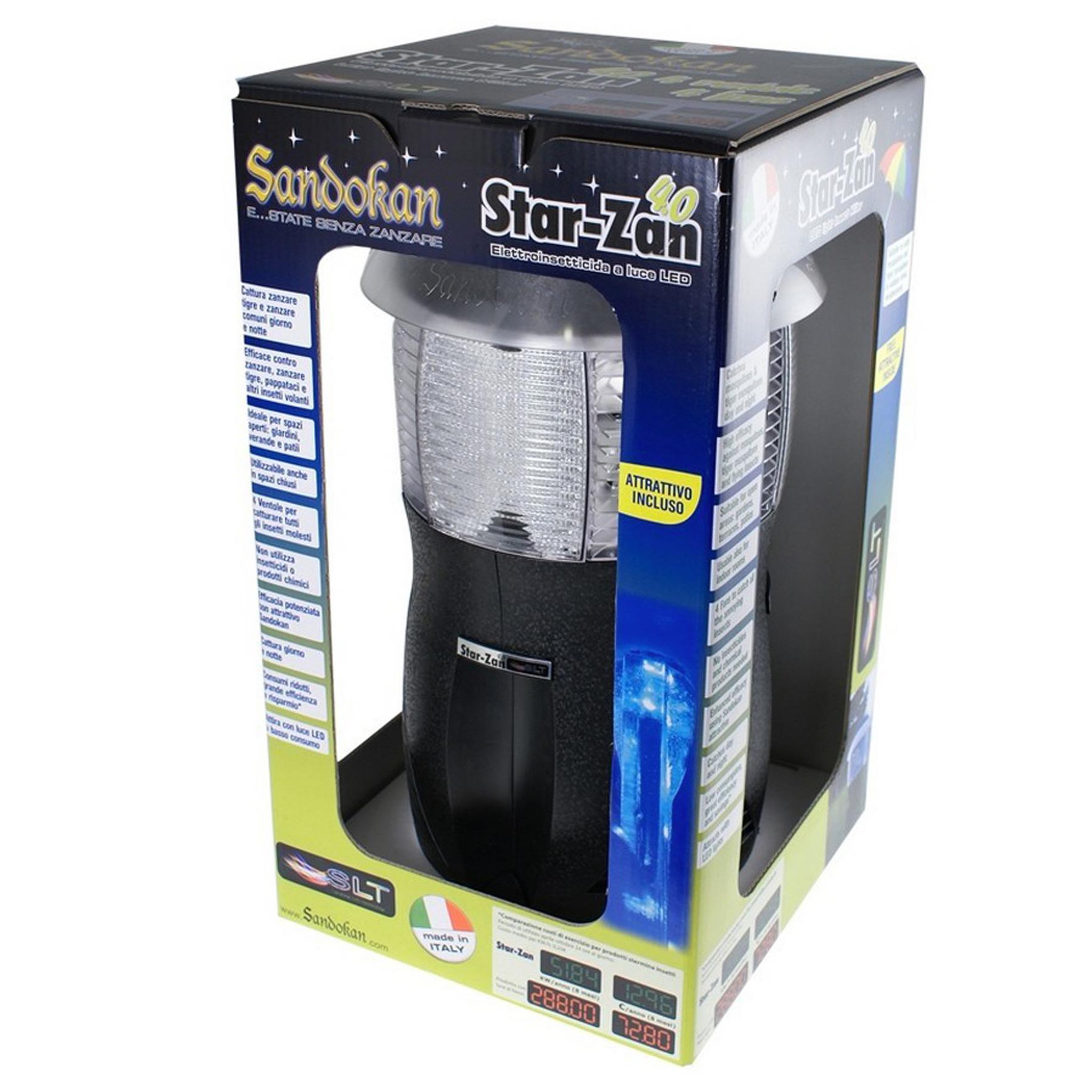 Voir la diapositive 2 : SANDOKAN Électro-insecticide lumière LED et aspiration Star-Zan  1000m2