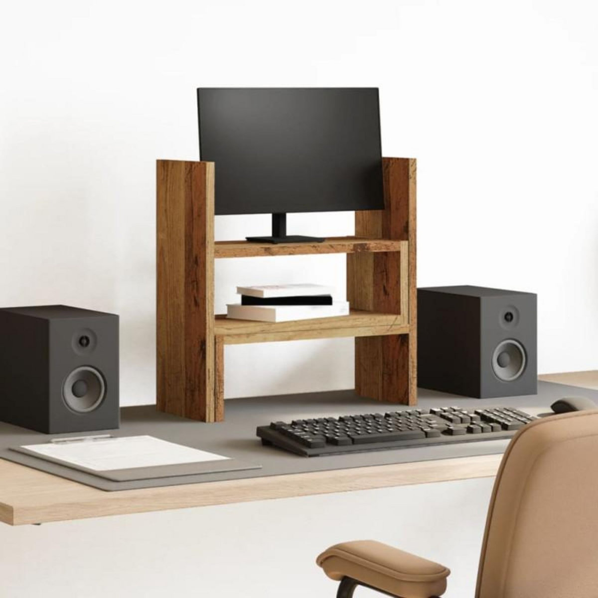 VIDAXL Organisateur de bureau réglable vieux bois bois d ingénierie