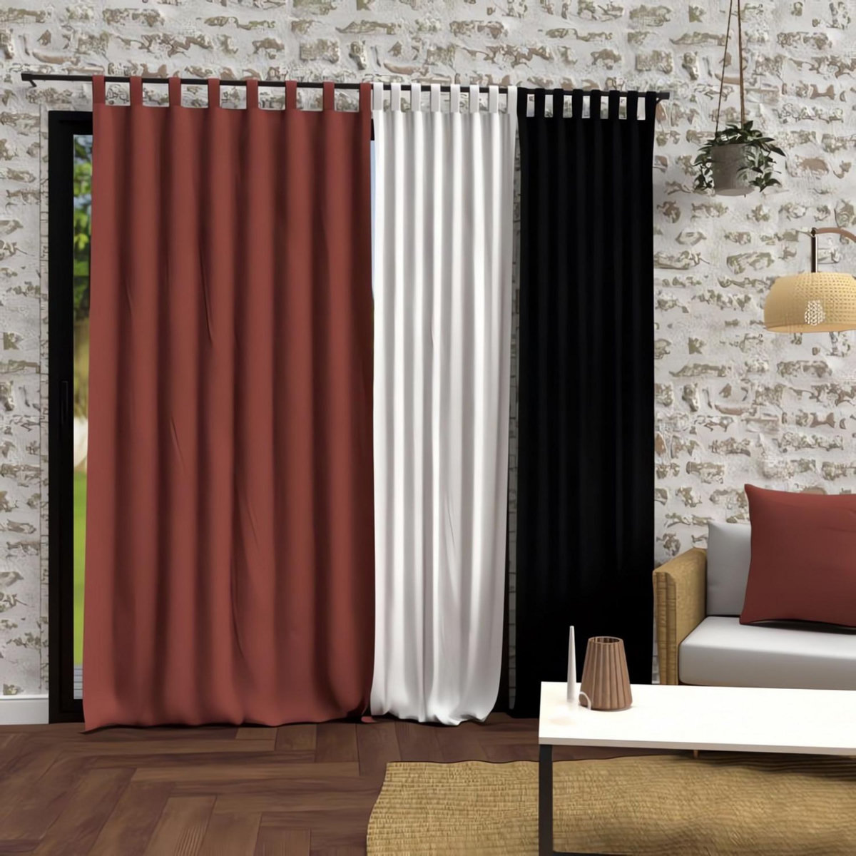 SOLEIL D'OCRE Rideau à pattes en microfibre lavée 135x250 cm BOHEME, par Soleil d'Ocre