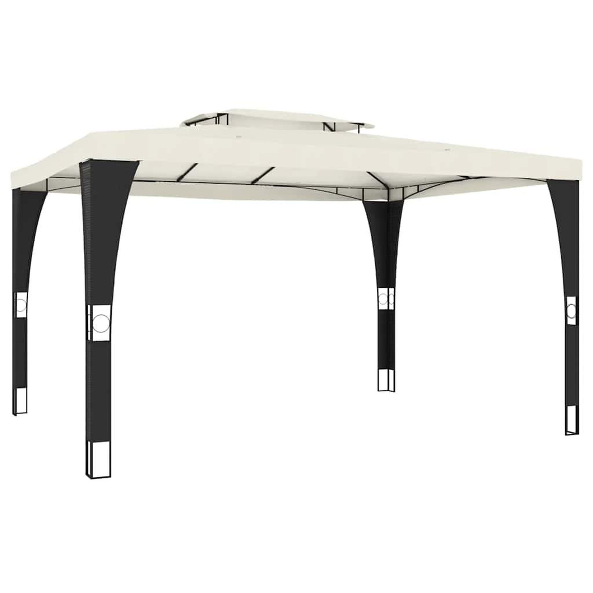 Voir la diapositive 2 : VIDAXL Tonnelle a double toit creme 3,98x2,98 m acier