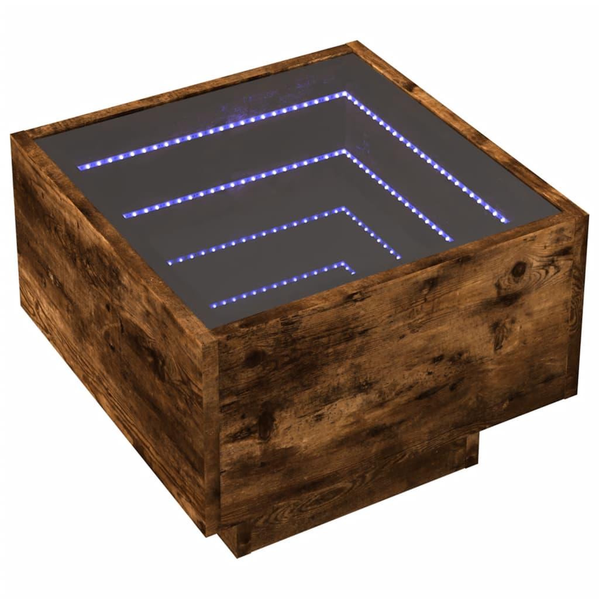 Voir la diapositive 3 : VIDAXL Table d'appoint et LED chene fume 40x40x30 cm bois d'ingenierie