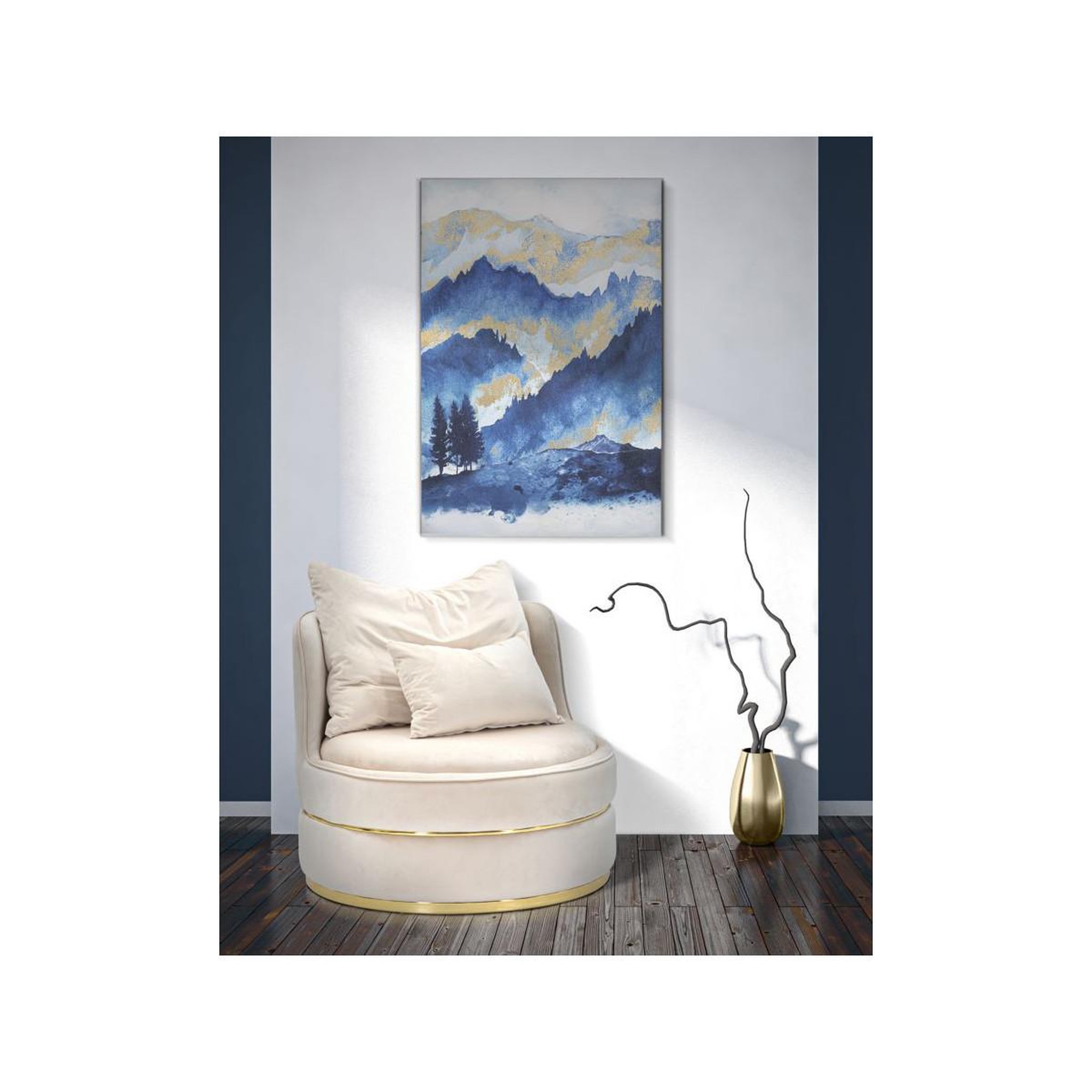 Voir la diapositive 5 : Paris Prix Toile imprimée déco  mountain tree  80x120cm bleu