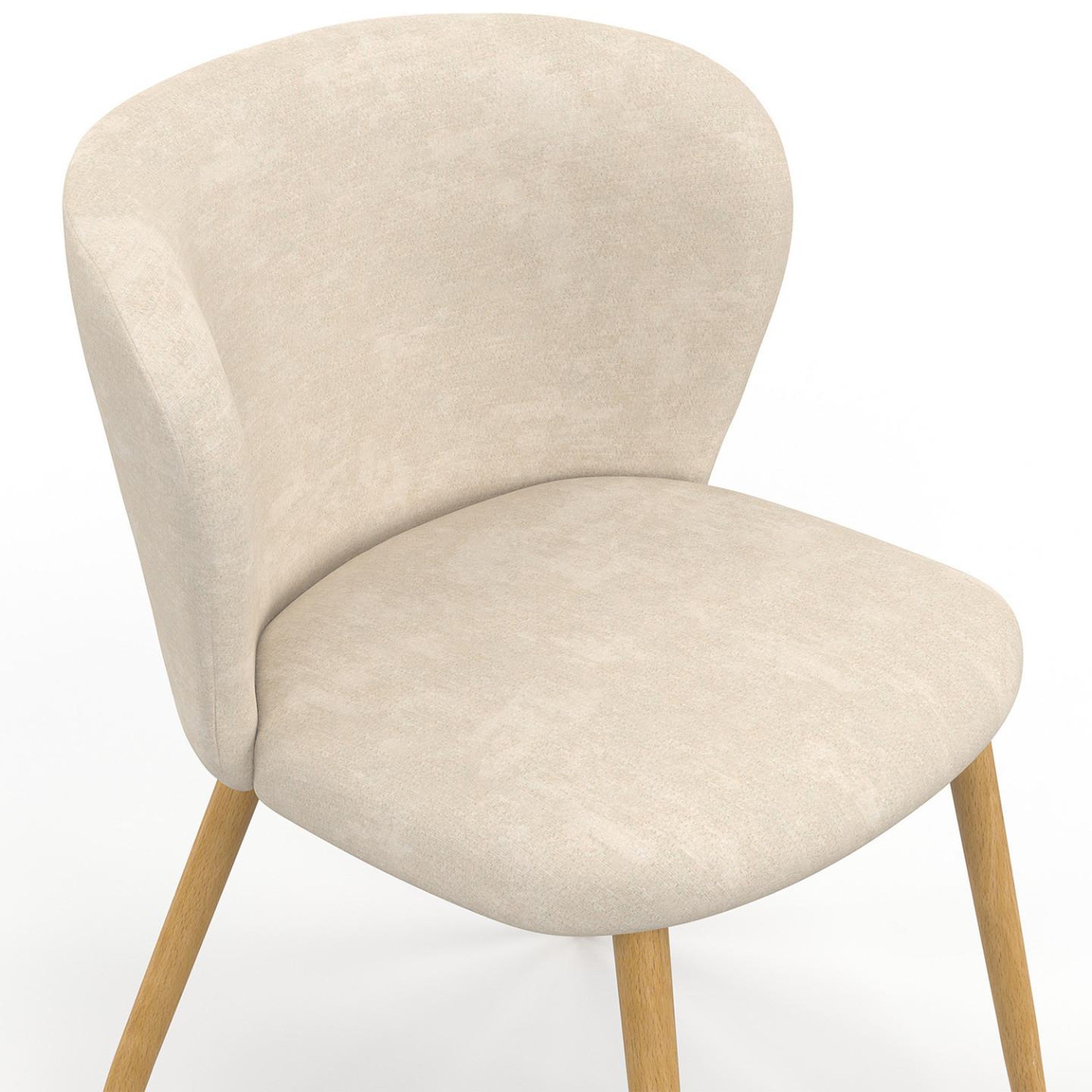 Voir la diapositive 6 : ID MARKET Lot de 4 chaises paulie en tissu chenille beige et pieds effet bois pour salle à manger