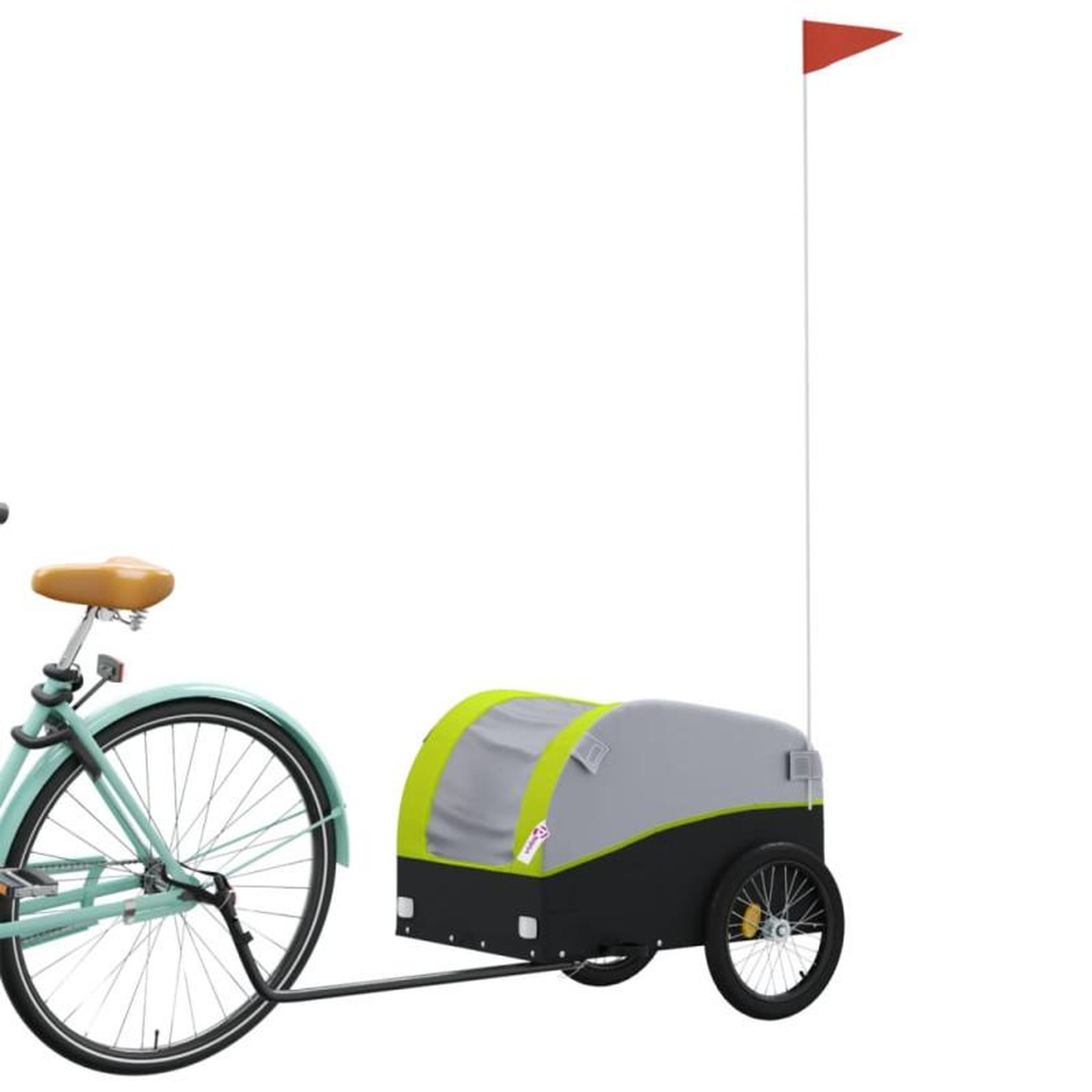 Voir la diapositive 3 : VIDAXL Remorque de vélo noir et vert 30 kg fer