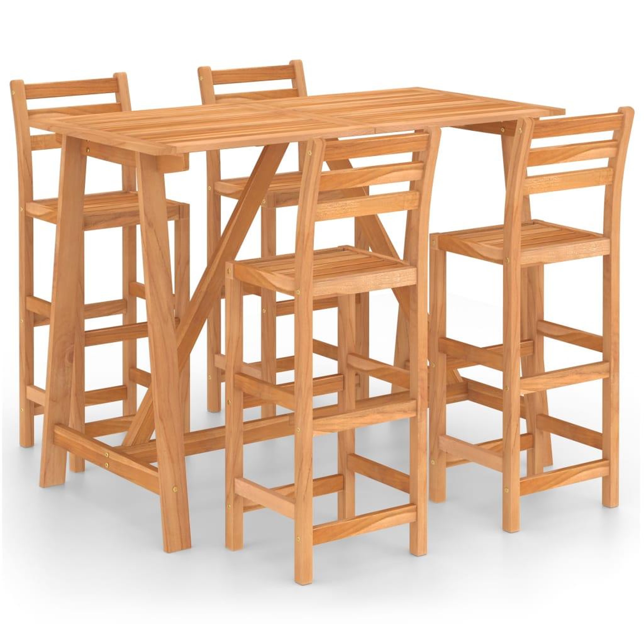 Voir la diapositive 2 : VIDAXL Ensemble de bar d'exterieur 5 pcs Bois d'acacia massif