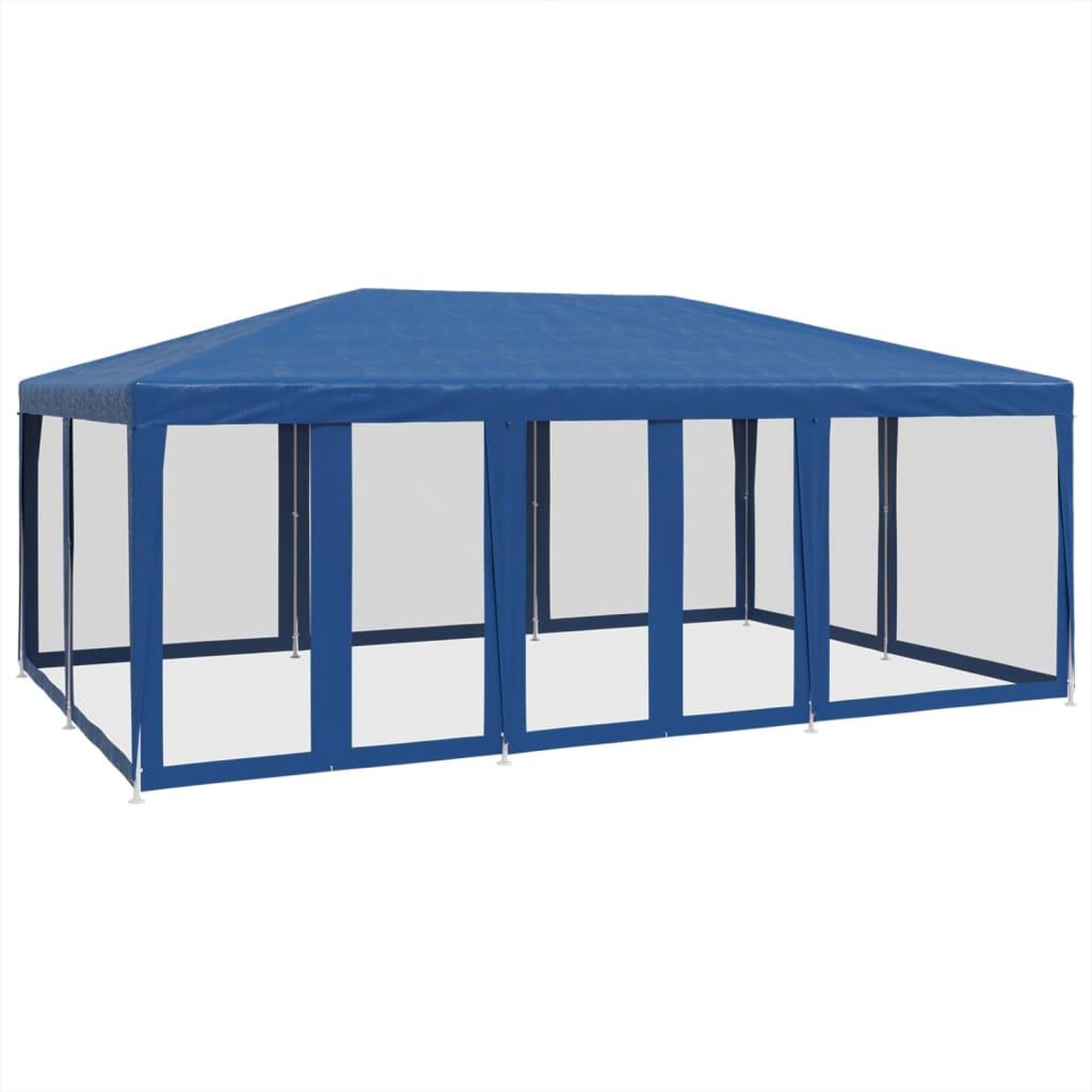 Voir la diapositive 2 : VIDAXL Tente de fete avec 10 parois laterales en maille bleu 6x4m PEHD