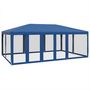 Voir la diapositive 2 : VIDAXL Tente de fete avec 10 parois laterales en maille bleu 6x4m PEHD