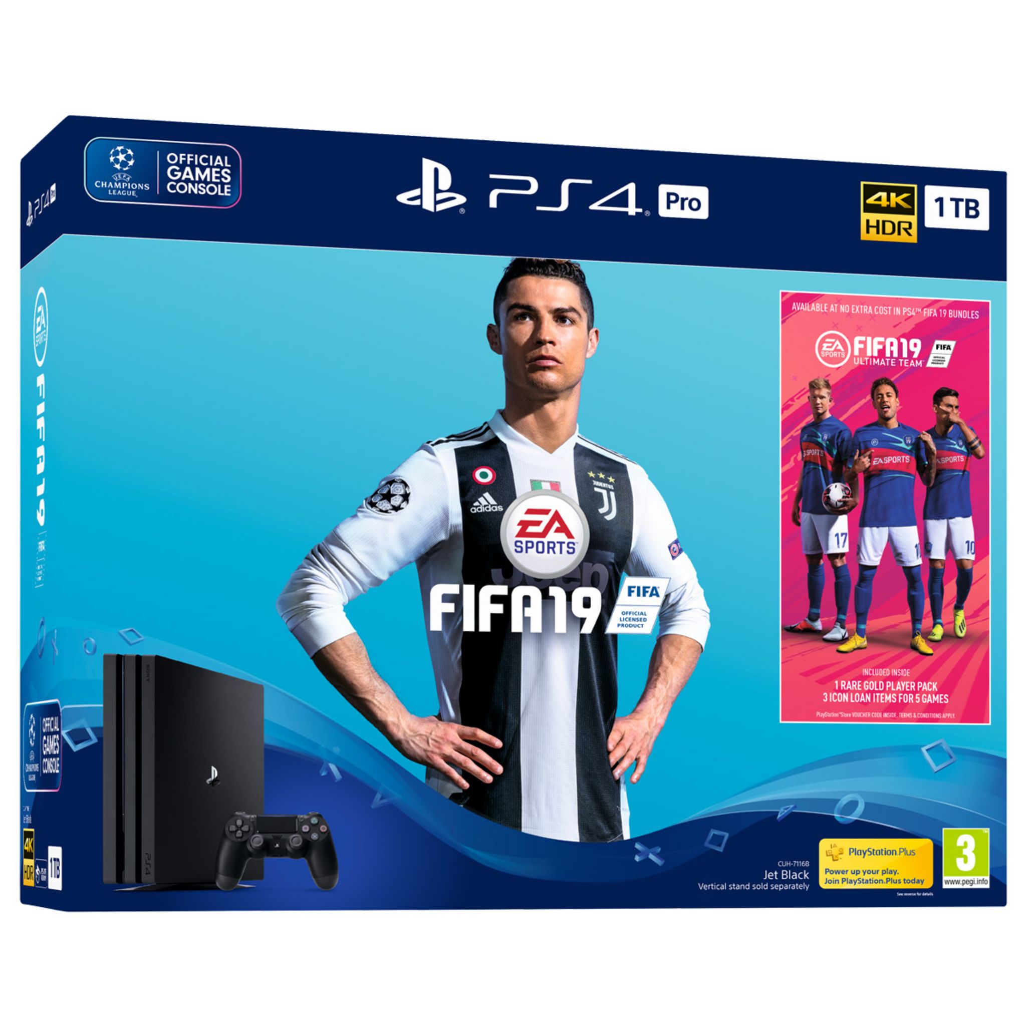 Console PS4 Pro Noire 1To + Fifa 19 - Edition Standard pas cher